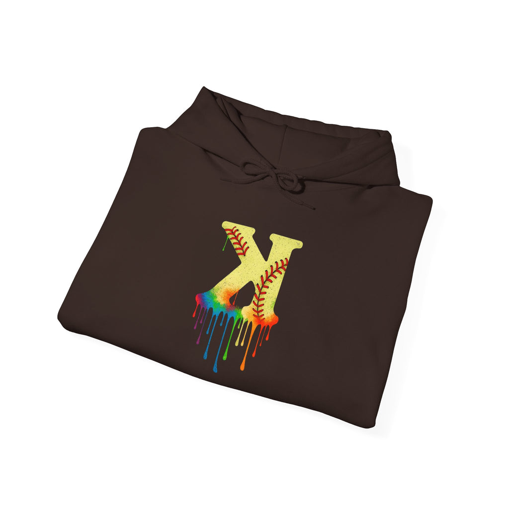 Softball Strikeout Drippy 2 Design Unisex Heavy Blend Hoodie, Perfect for Casual Wear, Street Style, Gifts, Festivals, Cozy Comfort
