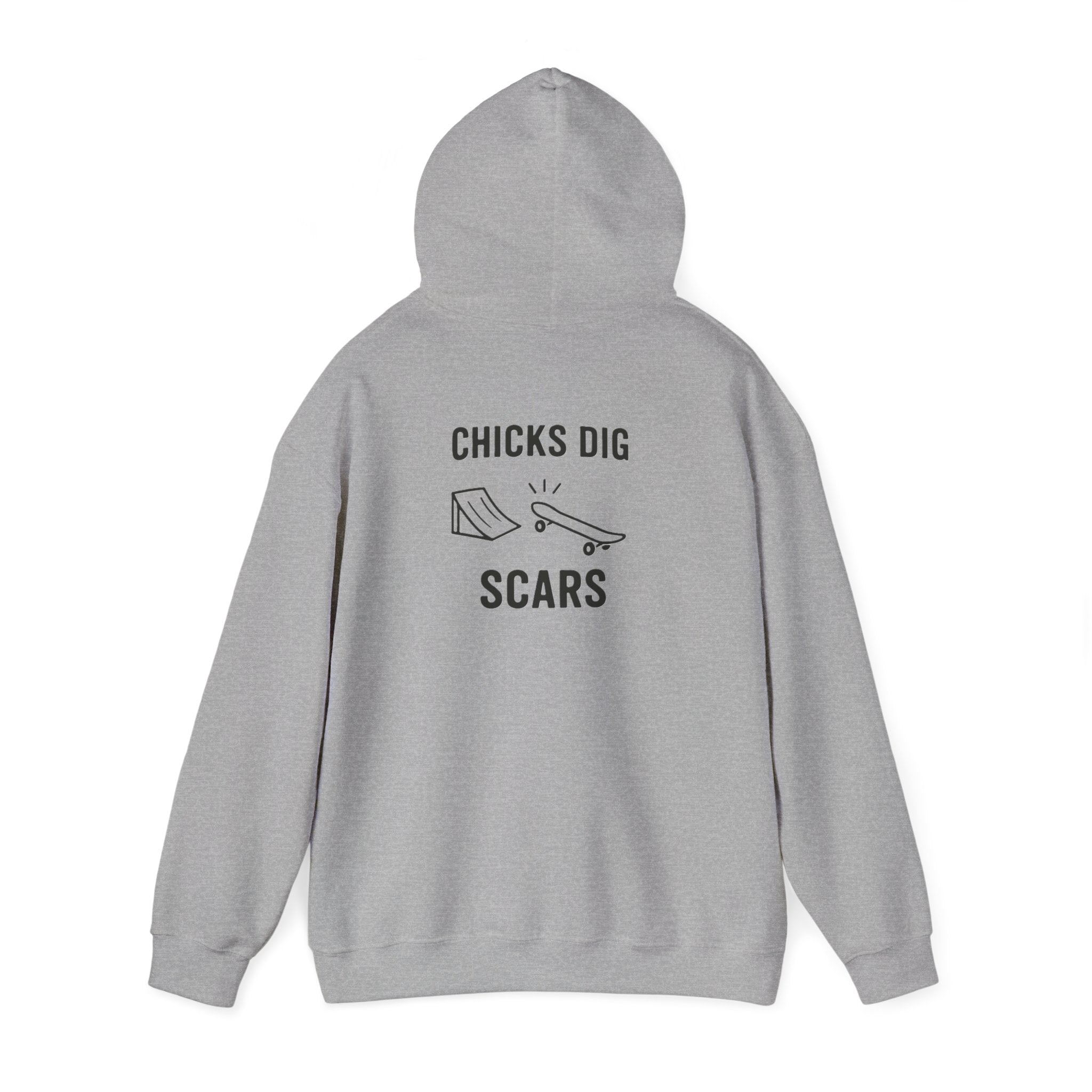 'Gen X Chicks Dig Scars Skateboard' Chic Streetwear Hoodie, Unisex Heavy Blend Sweatshirt, Skateboard Fashion, Gift for Skate Enthusiasts, Casual Wear, Everyday Style