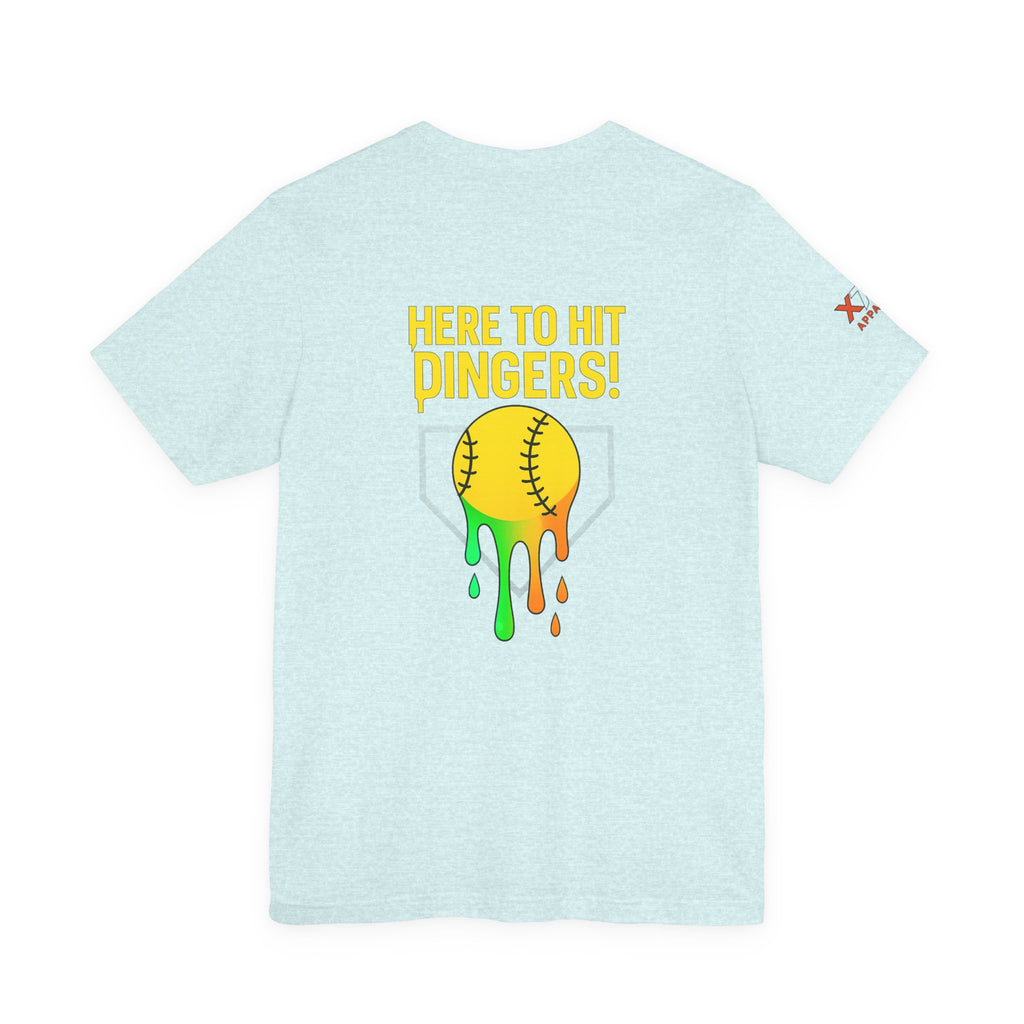 Here to Hit Dingers Drippy Playful Sports Shirt for Athletes, Gifts for Softball Lovers, Team Apparel