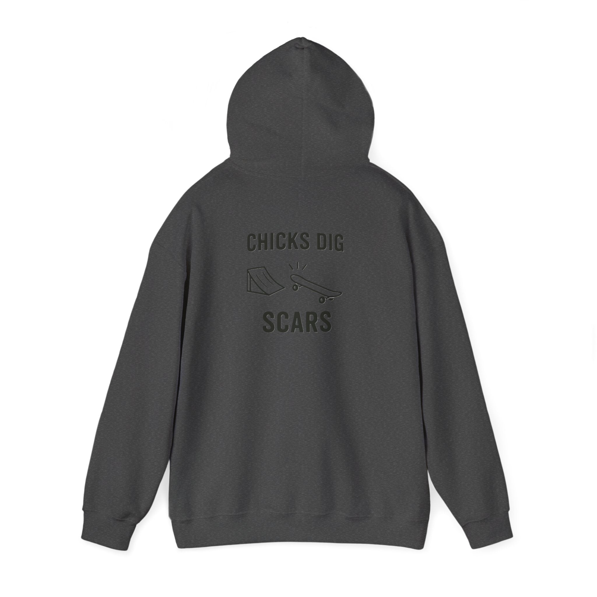 'Gen X Chicks Dig Scars Skateboard' Chic Streetwear Hoodie, Unisex Heavy Blend Sweatshirt, Skateboard Fashion, Gift for Skate Enthusiasts, Casual Wear, Everyday Style