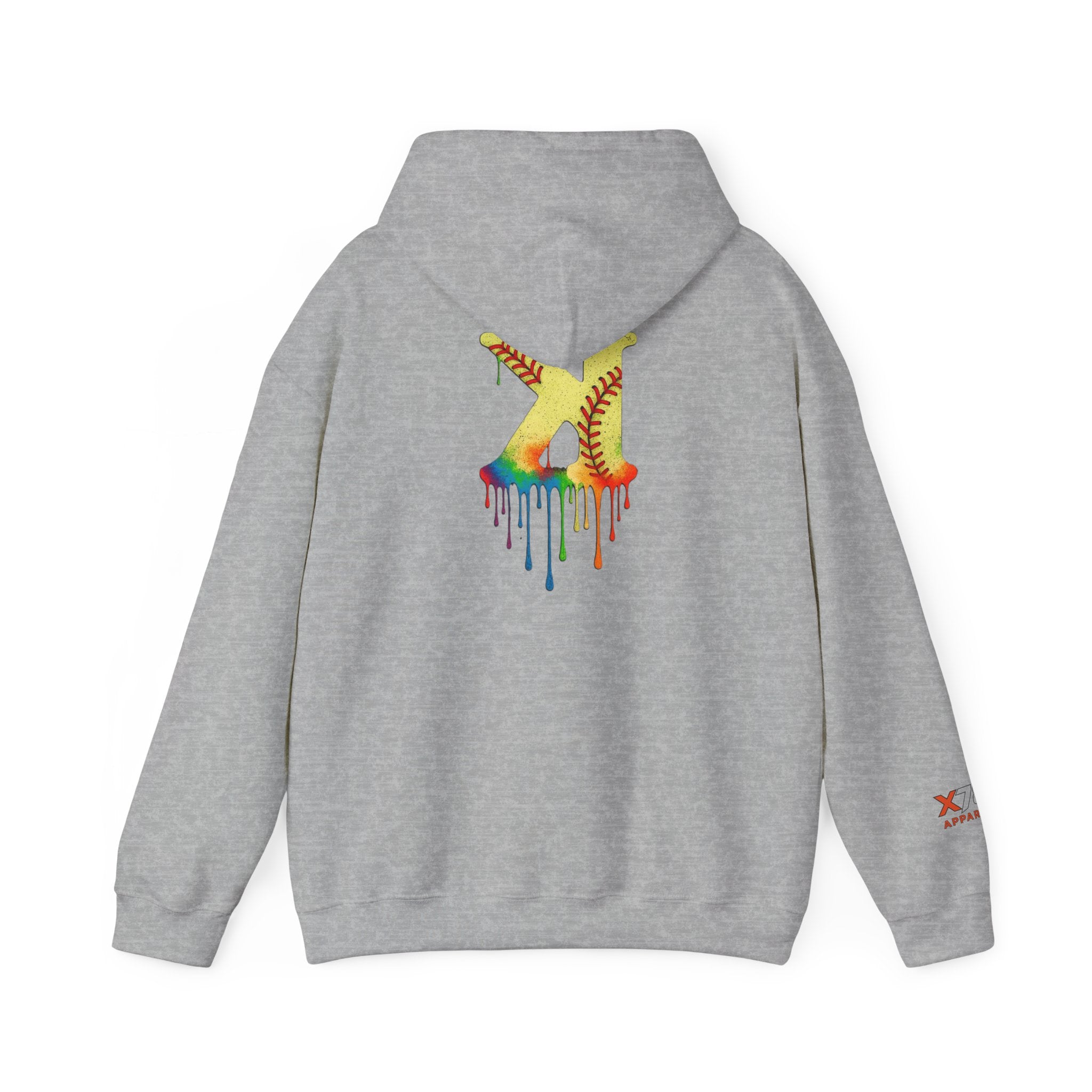 Softball Strikeout Drippy Paint Hoodie, Unisex Sweatshirt, Artistic Gift, Streetwear Style, Comfortable Casual Wear, Unique Hooded Top
