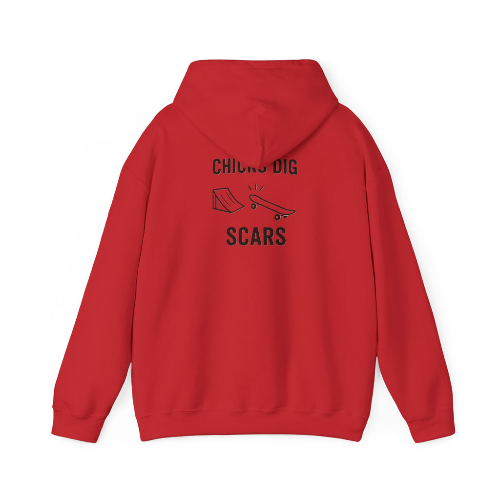 'Gen X Chicks Dig Scars Skateboard' Chic Streetwear Hoodie, Unisex Heavy Blend Sweatshirt, Skateboard Fashion, Gift for Skate Enthusiasts, Casual Wear, Everyday Style