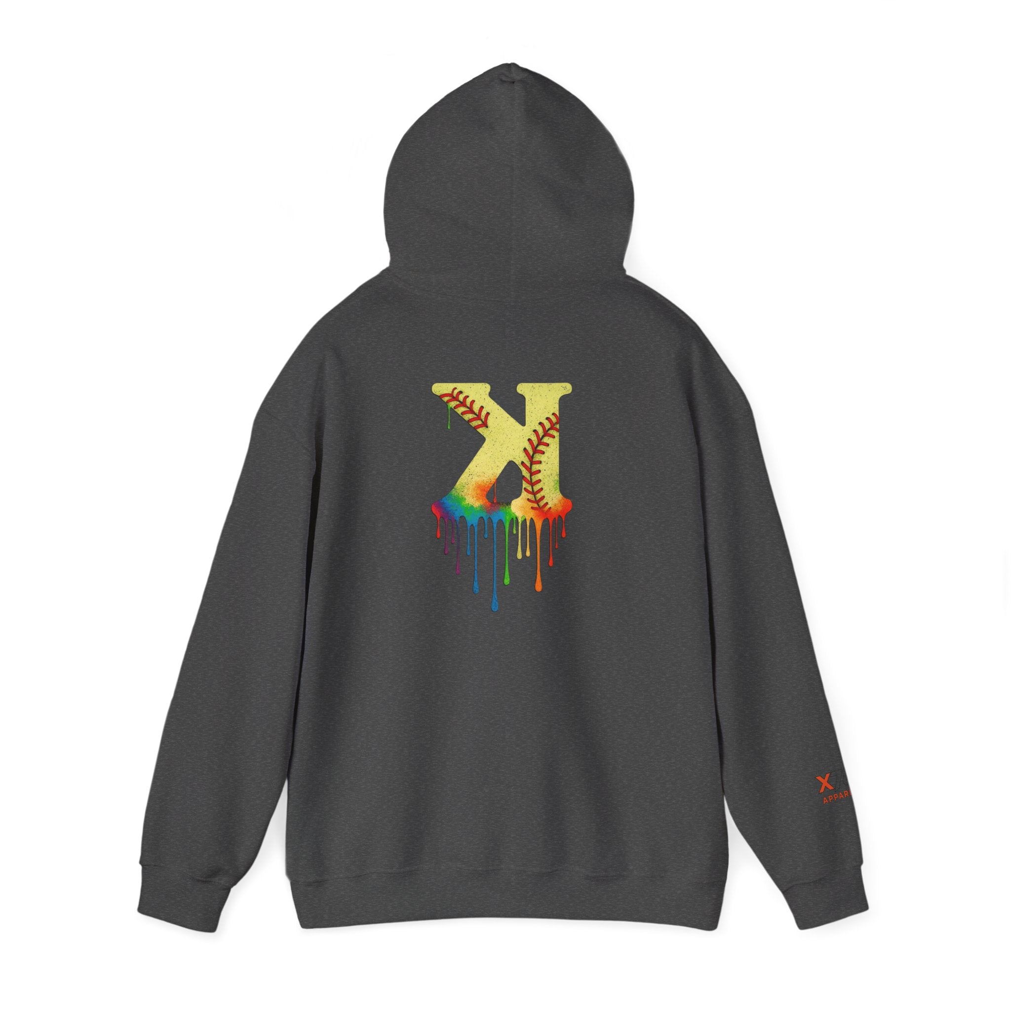 Softball Strikeout Drippy Paint Hoodie, Unisex Sweatshirt, Artistic Gift, Streetwear Style, Comfortable Casual Wear, Unique Hooded Top
