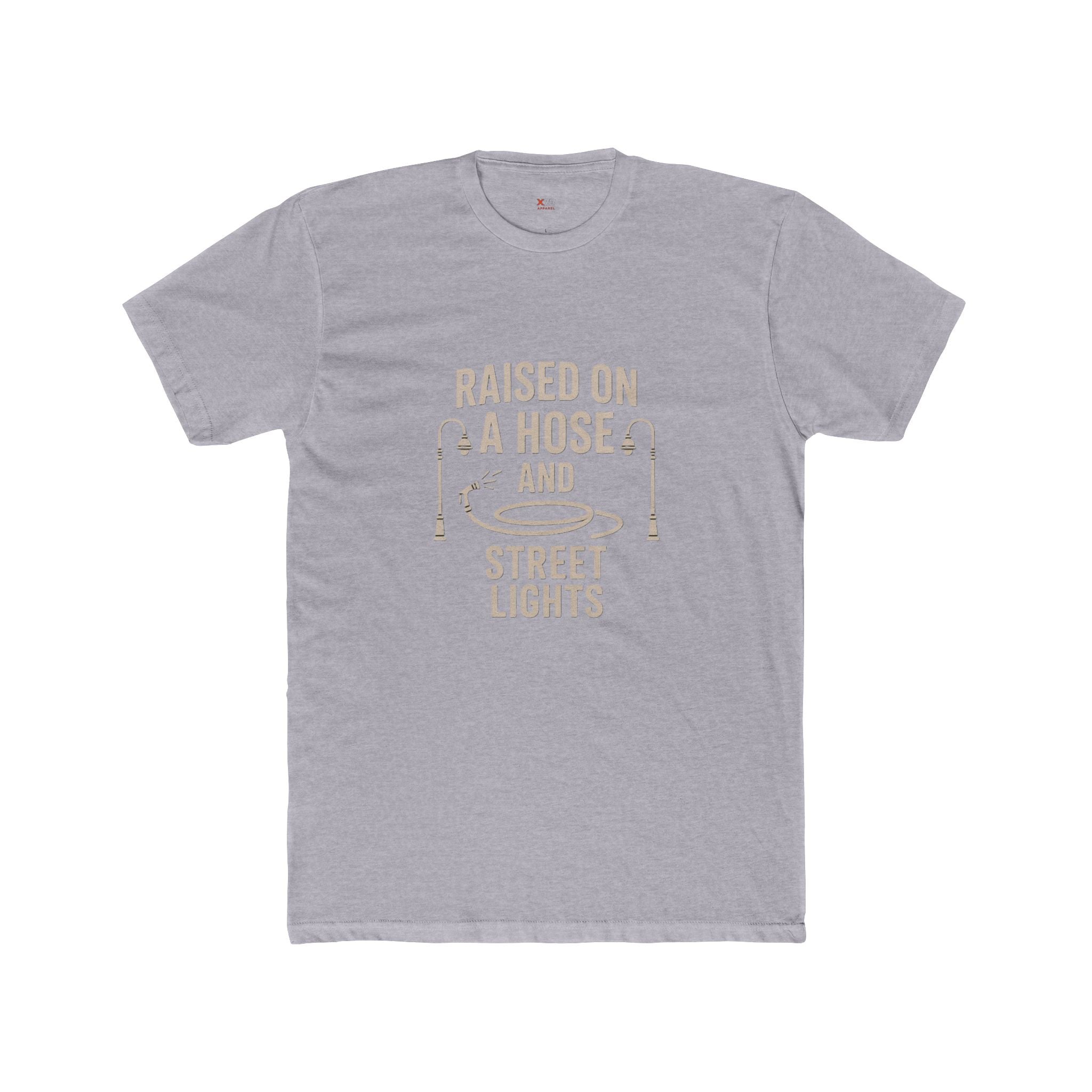 'Raised On A Hose And Street Lights' Cotton Crew Tee, Casual Graphic T-Shirt, Summer Outfit, Gift for him/her, Outdoor Fun, Nostalgic Apparel, Everyday Wear