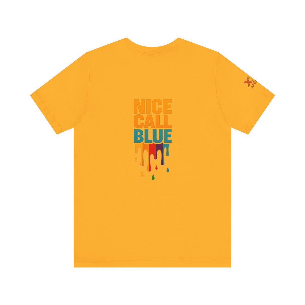 Nice Call Blue Drippy Cool Graphic Tee for Casual Vibes, Perfect for Everyday Wear, Music Festivals, Birthdays, Summer Outings, Unisex Style
