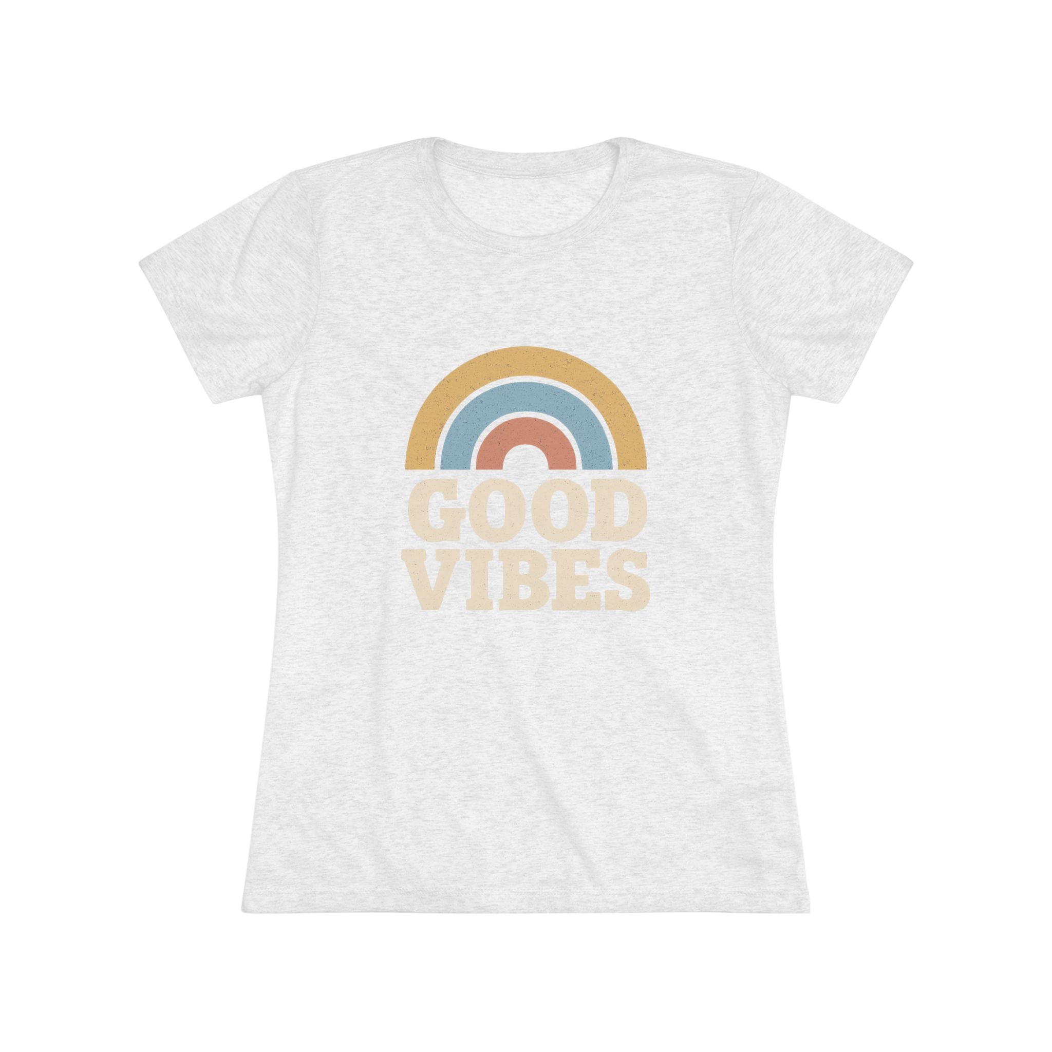 Good Vibes Women's Triblend Tee, Rainbow Shirt, Casual T-Shirt, Boho Style Top, Gift for Her, Summer Fashion