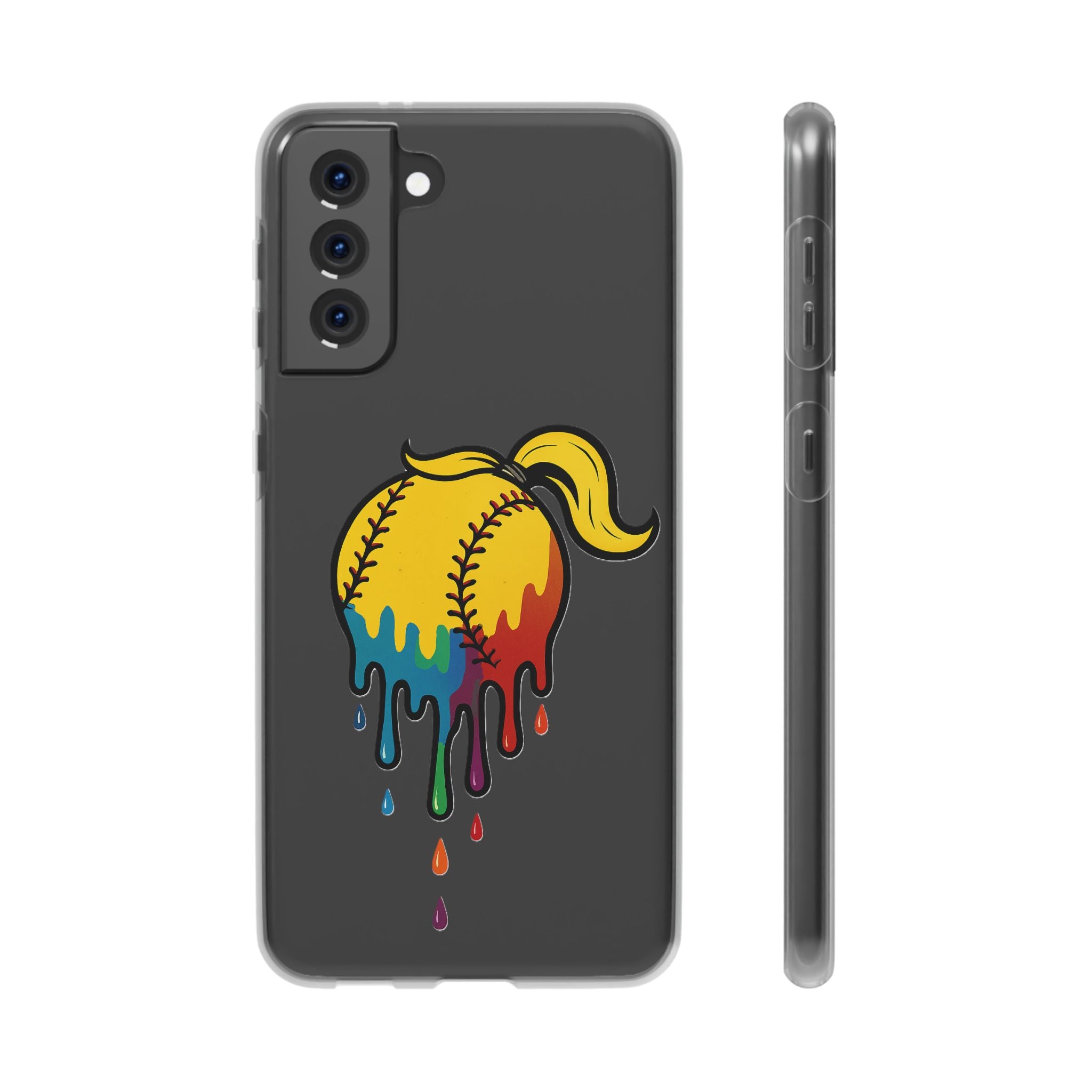 'Drippy' Colorful Baseball Flexi Case, Phone Cover for Softball Lovers, Sporty Gift for Athletes, Fun Accessory for Teens, Vibrant Custom Phone Shell