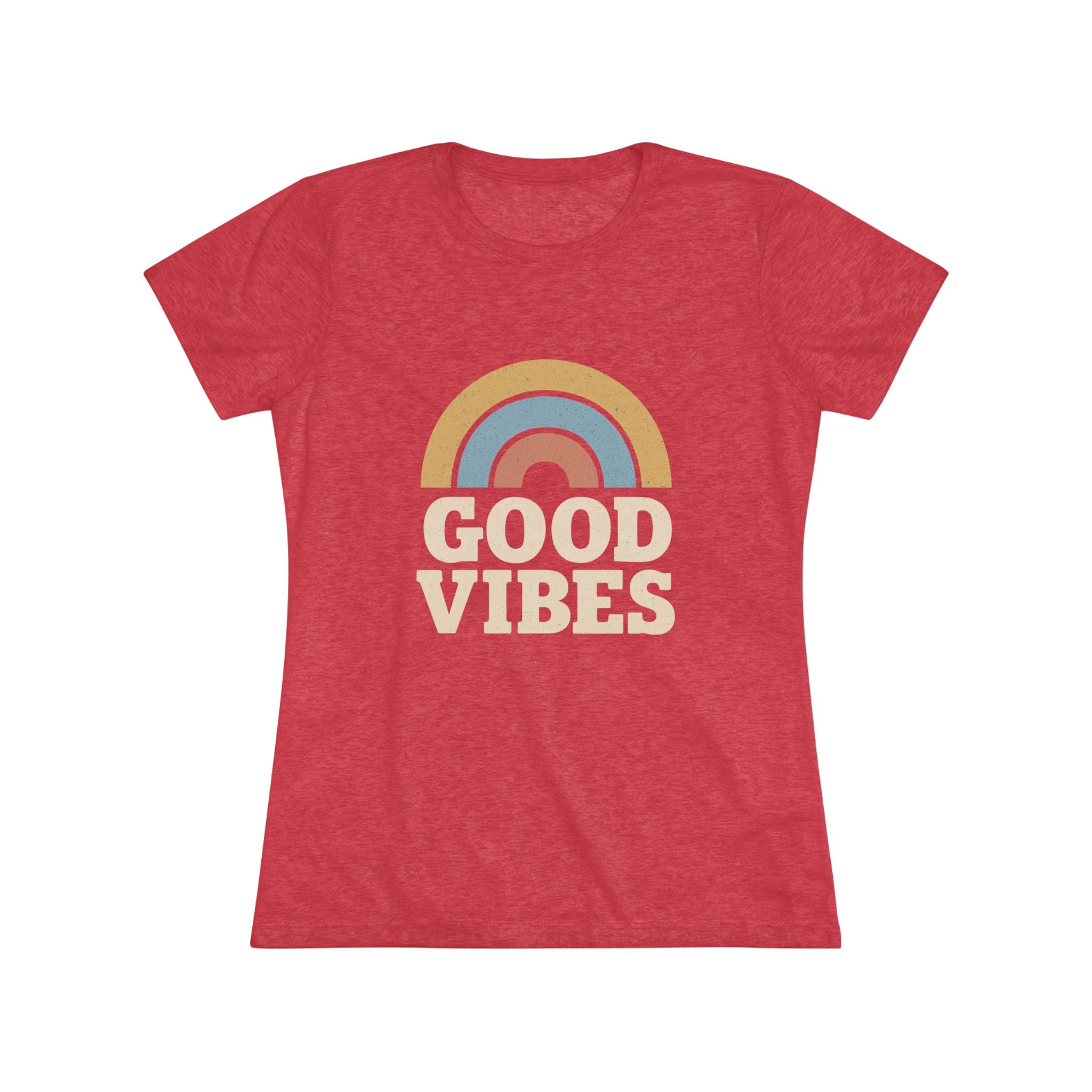 Good Vibes Women's Triblend Tee, Rainbow Shirt, Casual T-Shirt, Boho Style Top, Gift for Her, Summer Fashion