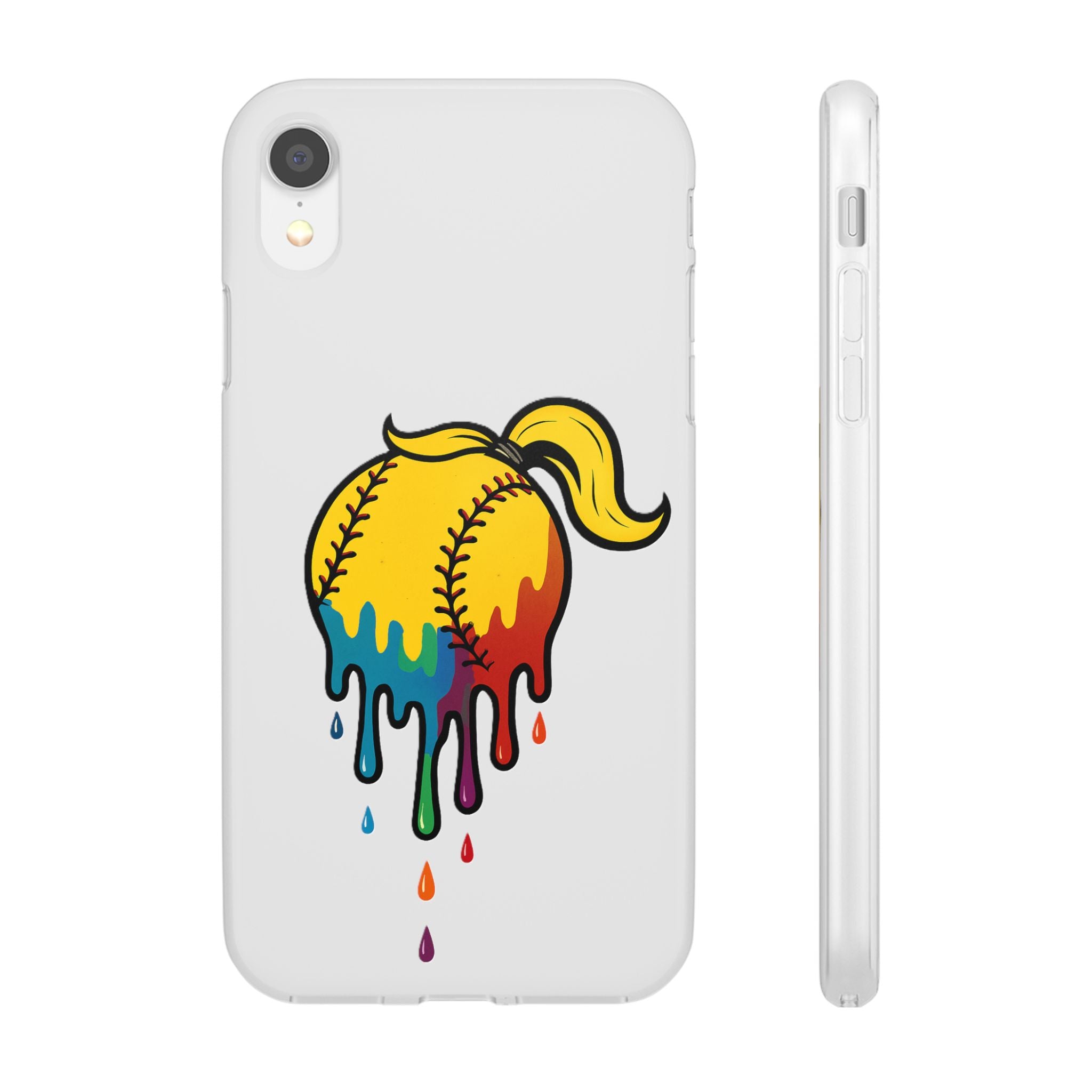 'Drippy' Colorful Baseball Flexi Case, Phone Cover for Softball Lovers, Sporty Gift for Athletes, Fun Accessory for Teens, Vibrant Custom Phone Shell