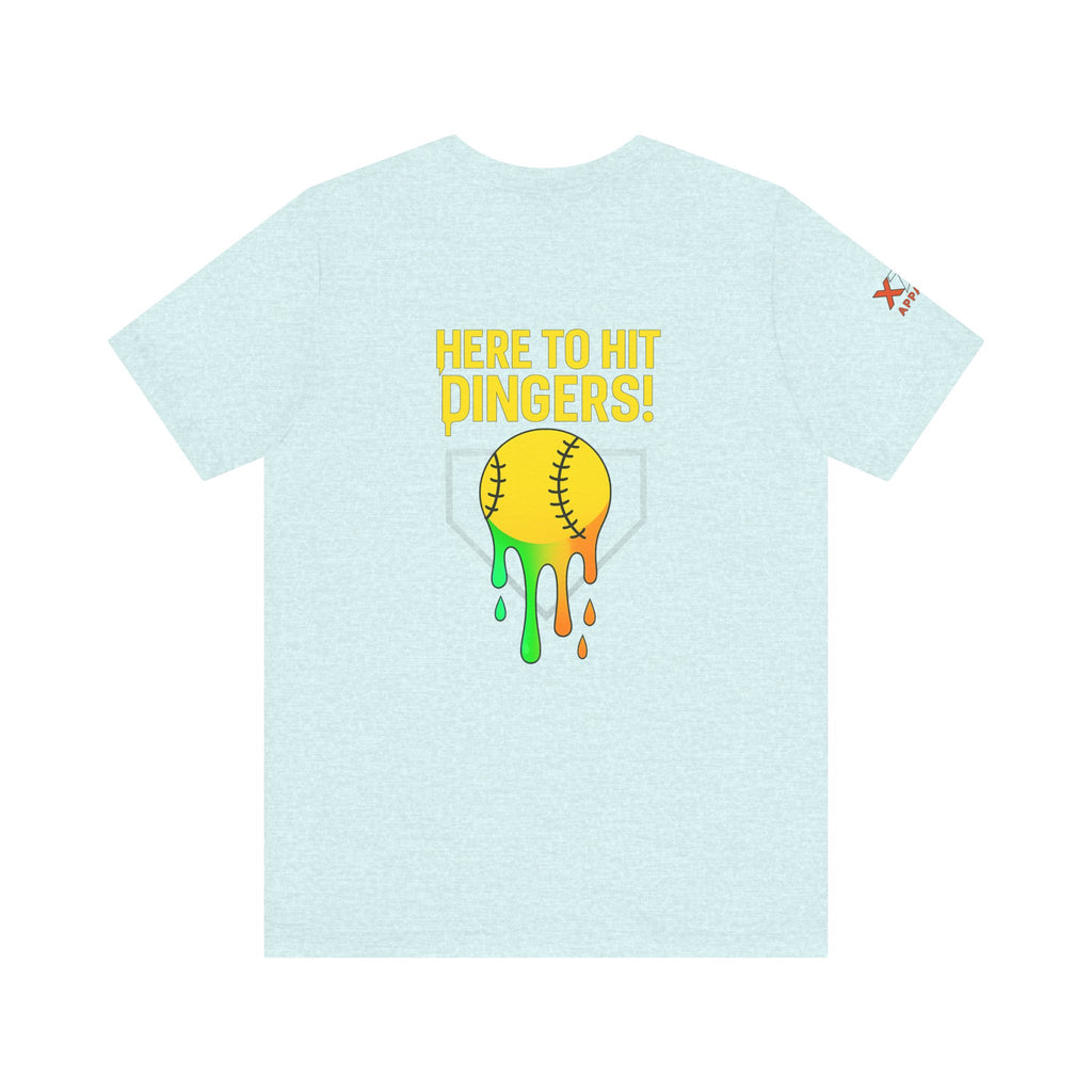 Here to Hit Dingers Drippy Playful Sports Shirt for Athletes, Gifts for Softball Lovers, Team Apparel