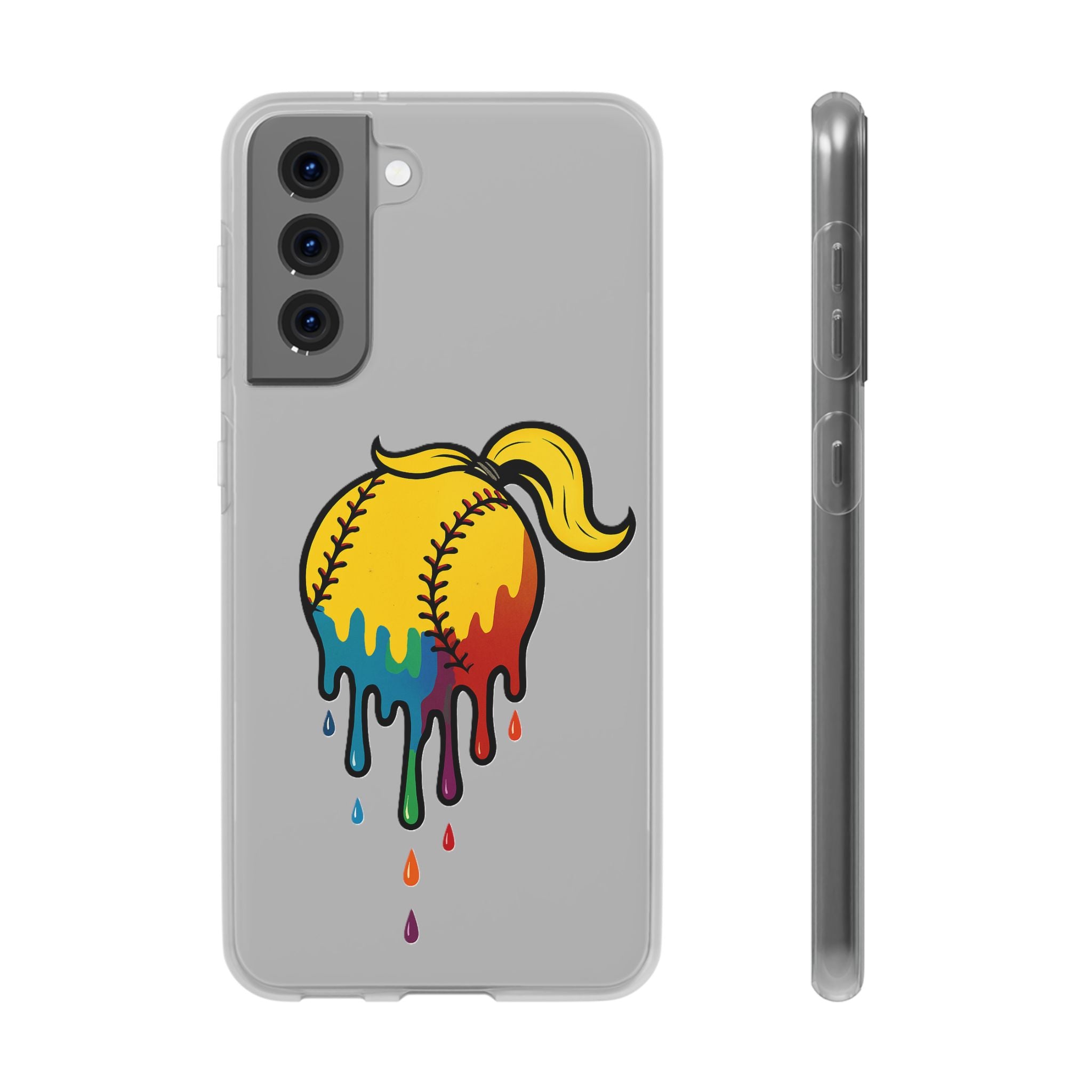 'Drippy' Colorful Baseball Flexi Case, Phone Cover for Softball Lovers, Sporty Gift for Athletes, Fun Accessory for Teens, Vibrant Custom Phone Shell