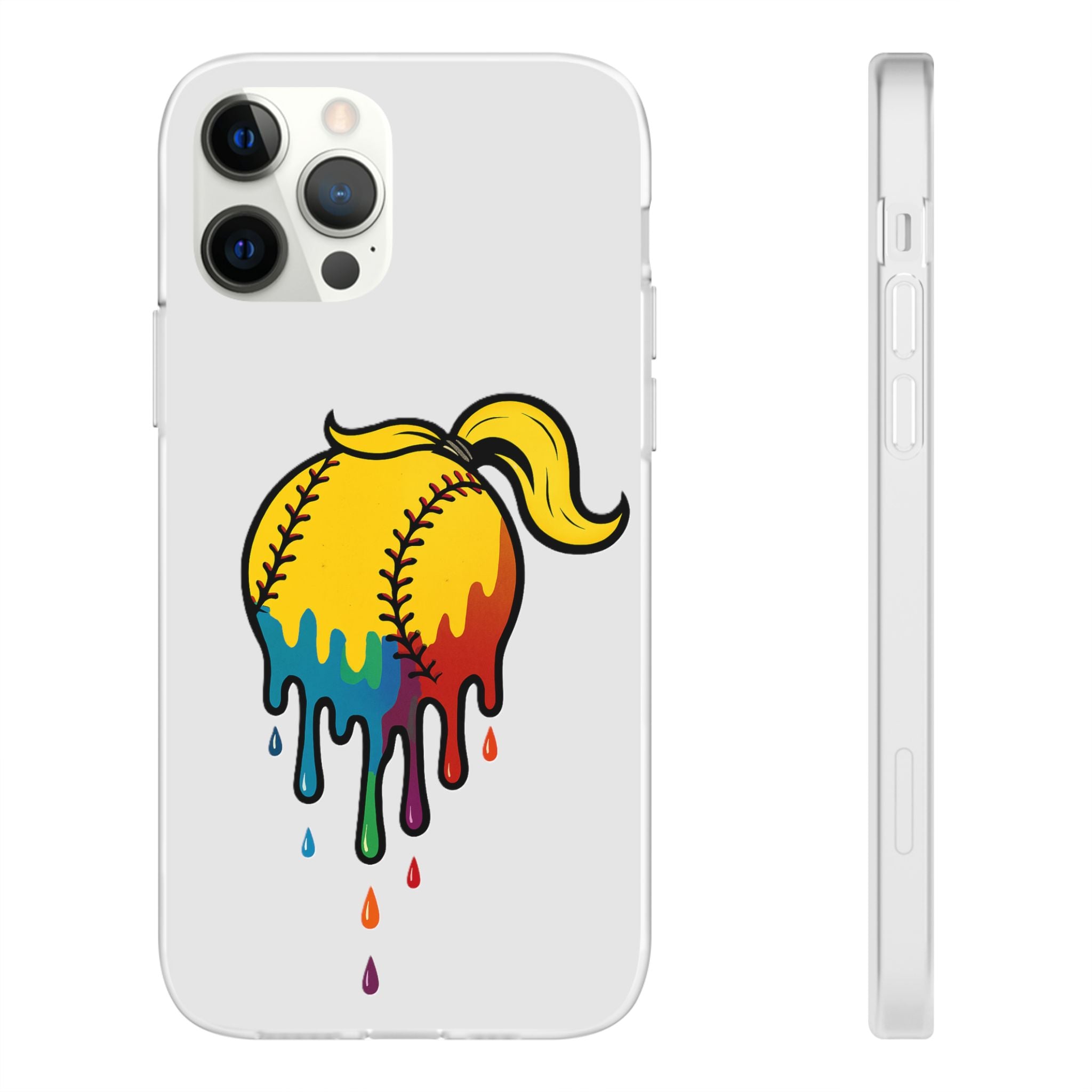 'Drippy' Colorful Baseball Flexi Case, Phone Cover for Softball Lovers, Sporty Gift for Athletes, Fun Accessory for Teens, Vibrant Custom Phone Shell