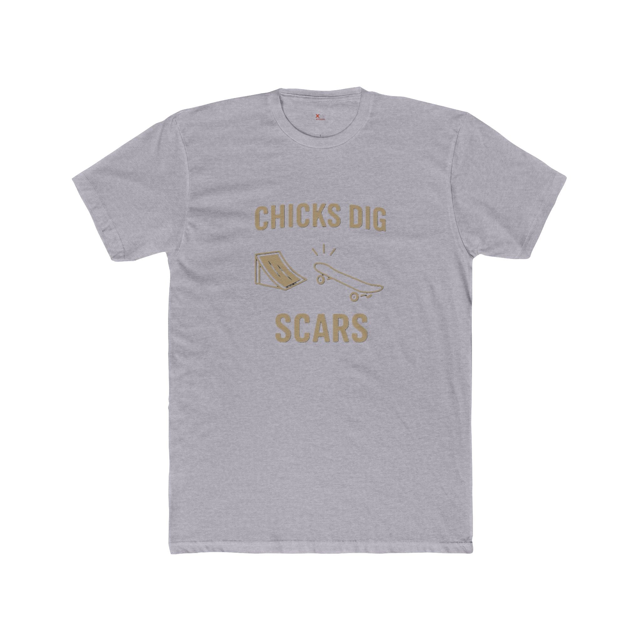 'Chicks Dig Scars Skateboard' Humor Tee, Chicks Dig Scars Graphic Shirt, Unisex Cotton Crew T-Shirt, Casual Everyday Wear, Gift for Skaters, Trendy Streetwear
