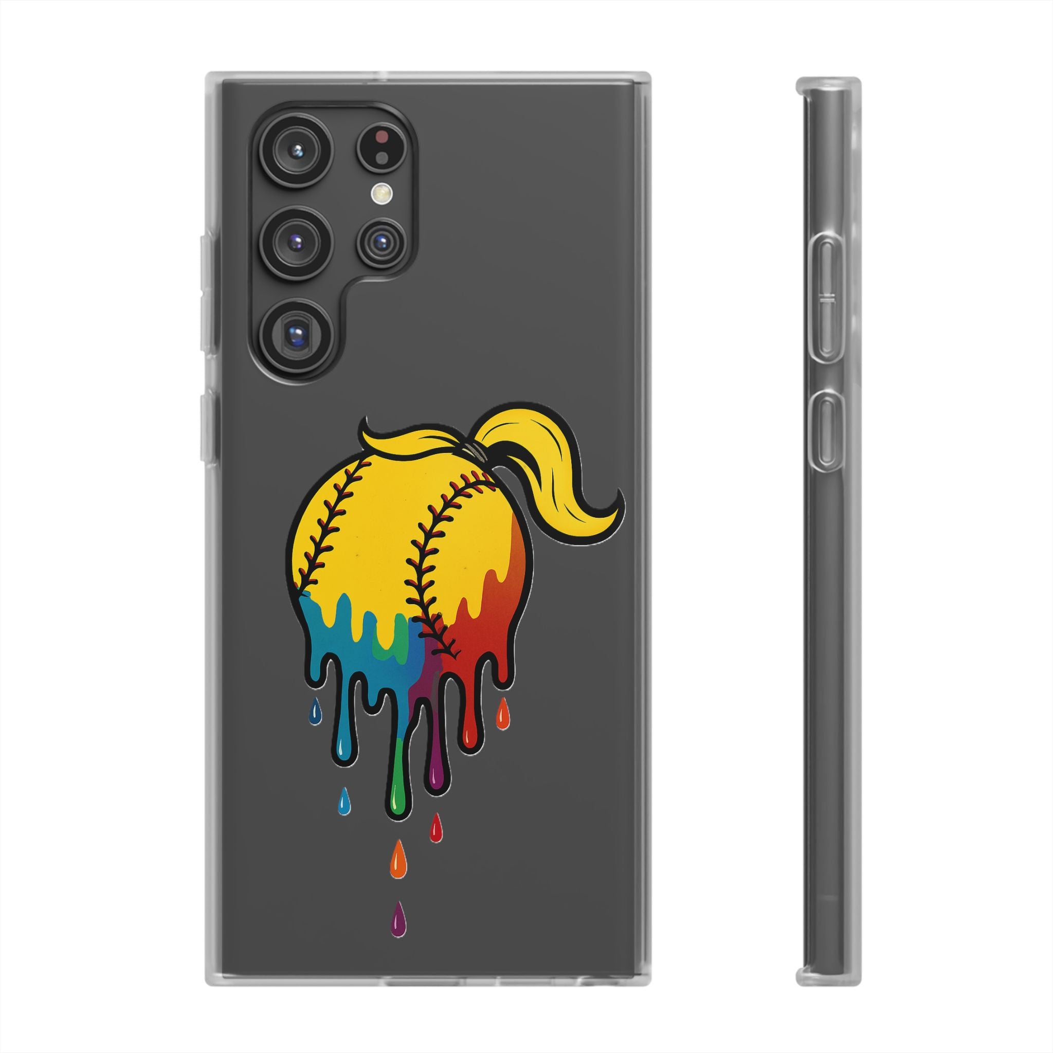'Drippy' Colorful Baseball Flexi Case, Phone Cover for Softball Lovers, Sporty Gift for Athletes, Fun Accessory for Teens, Vibrant Custom Phone Shell