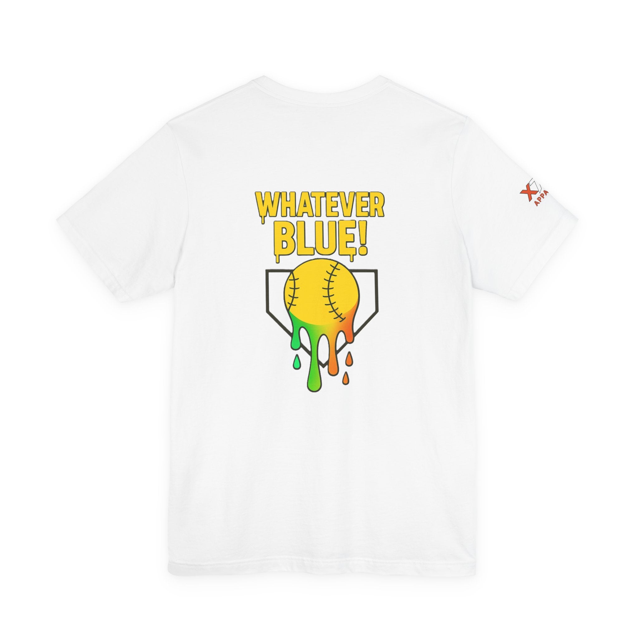 Whatever Blue Drippy Softball Colorful Graphic Tee, Fun Unisex T-Shirt, Playful Softball Shirt, Summer Vibe Outfit, Perfect Gift for Sports Lovers
