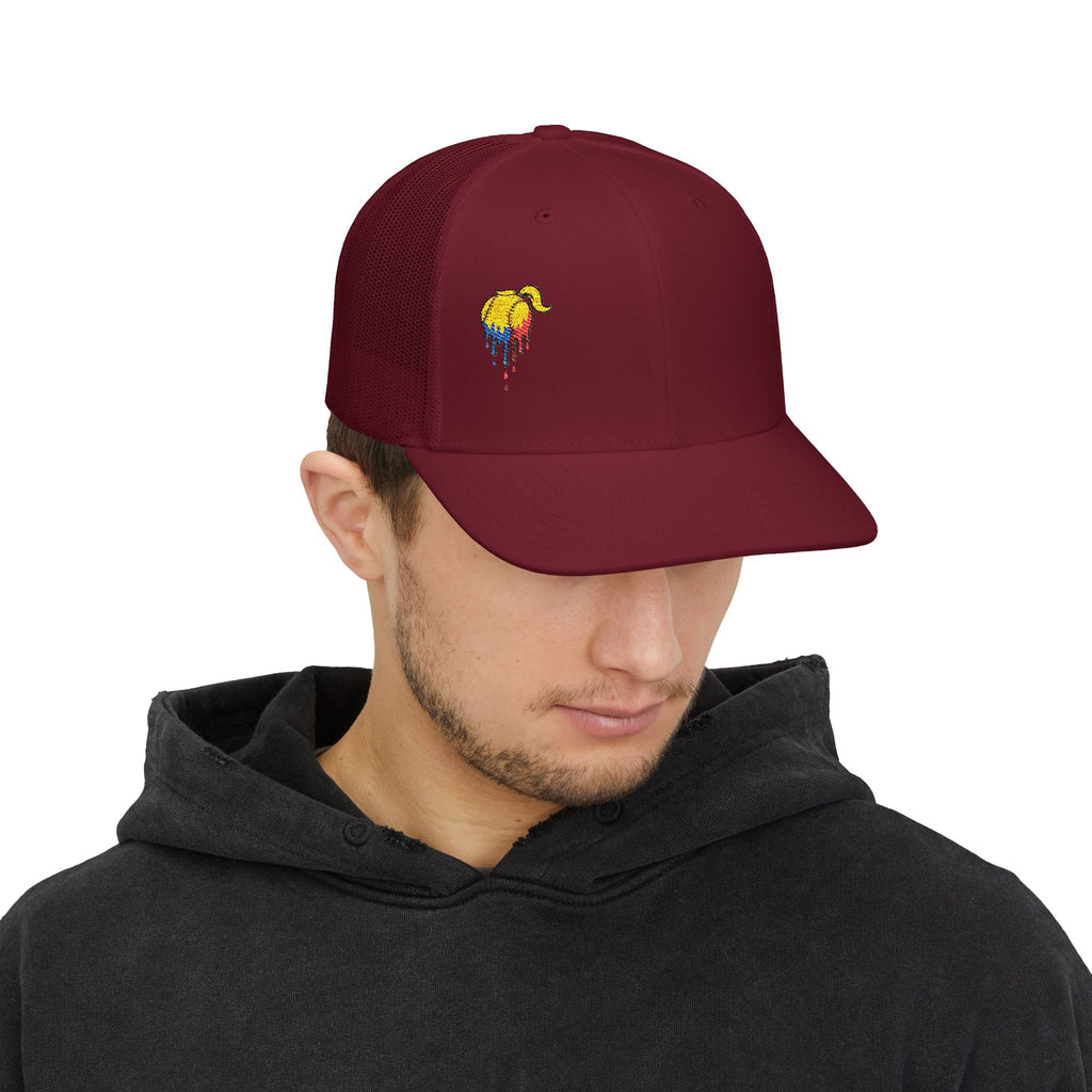 'Drippy' Colorful Elephant Embroidered Snapback Trucker Cap, Festival Hat, Gift for Animal Lovers, Summer Accessory, Casual Style