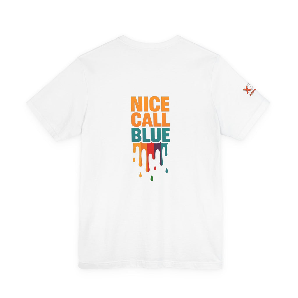 Nice Call Blue Drippy Cool Graphic Tee for Casual Vibes, Perfect for Everyday Wear, Music Festivals, Birthdays, Summer Outings, Unisex Style
