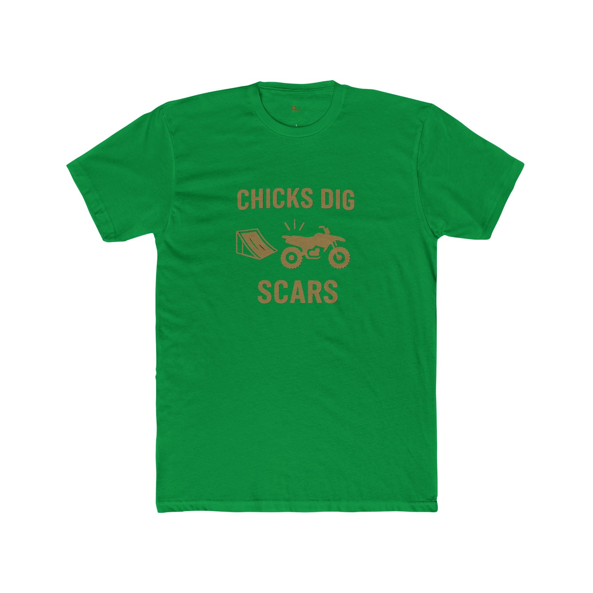 'Chicks Dig Scars Four-Wheeler' Unisex Cotton Crew Tee, Funny Graphic Shirt, Men's Gift Idea, Outdoor Adventure, Casual Wear, Motorcycle Lovers Tee