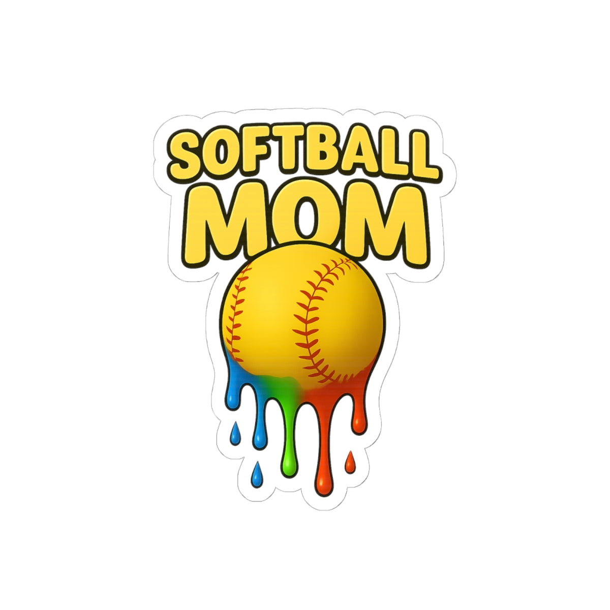 Drippy Colorful Softball Sticker