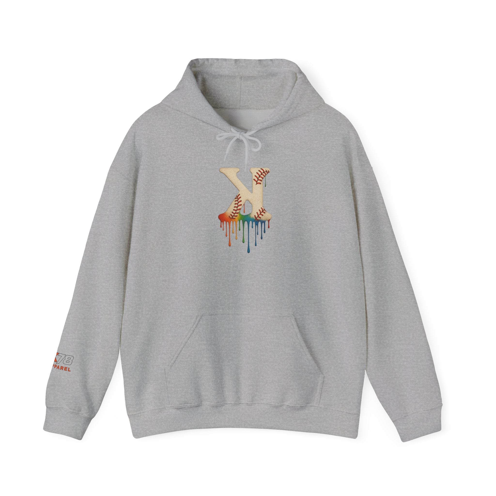 Baseball Strikeout Drippy Hoodie, Unisex Heavy Blend Sweatshirt, Trendy Streetwear, Casual Winter Outfit, Unique Gift for Art Lovers, Creative Apparel