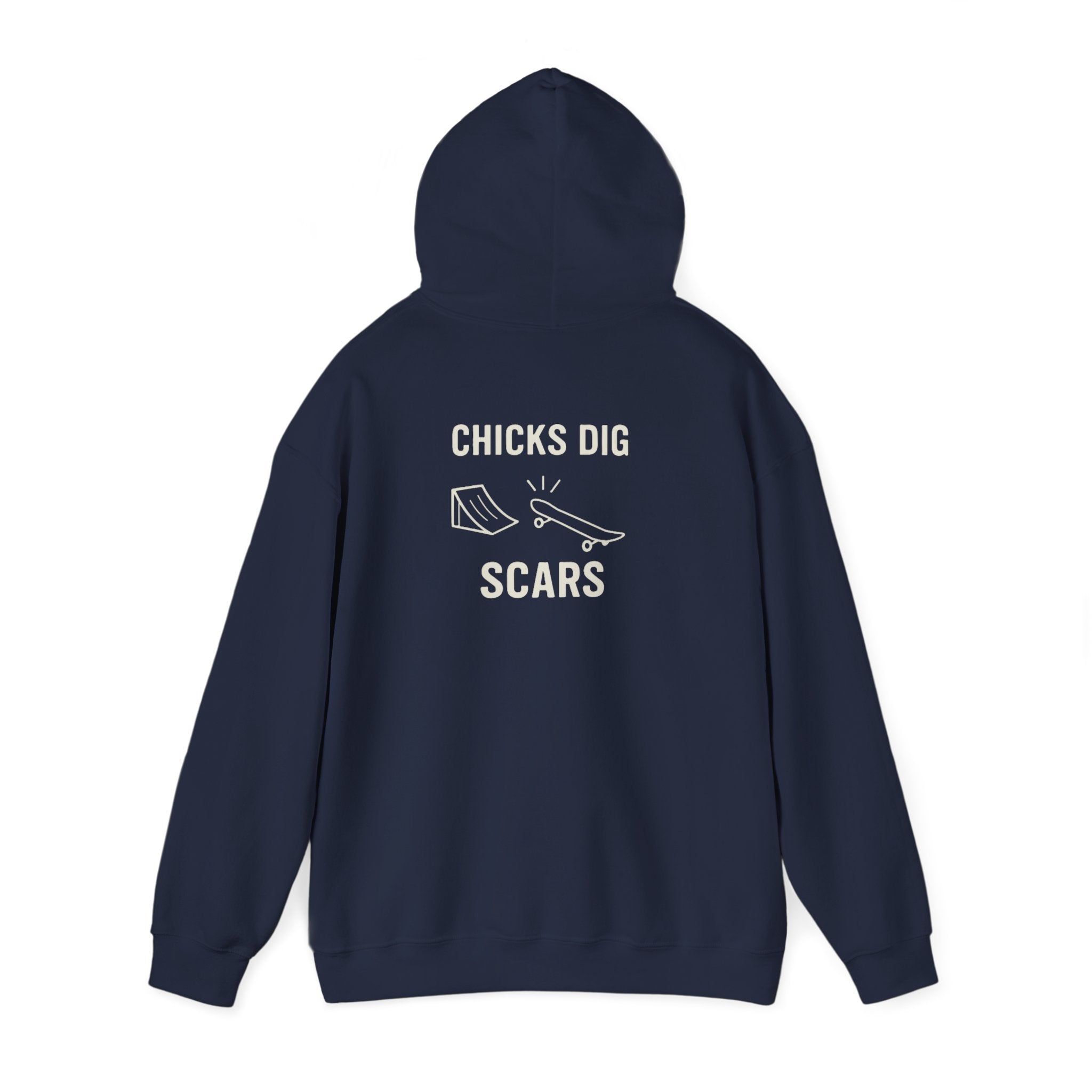 'Gen X Chicks Dig Scars Skateboard' Chic Streetwear Hoodie, Unisex Heavy Blend Sweatshirt, Skateboard Fashion, Gift for Skate Enthusiasts, Casual Wear, Everyday Style