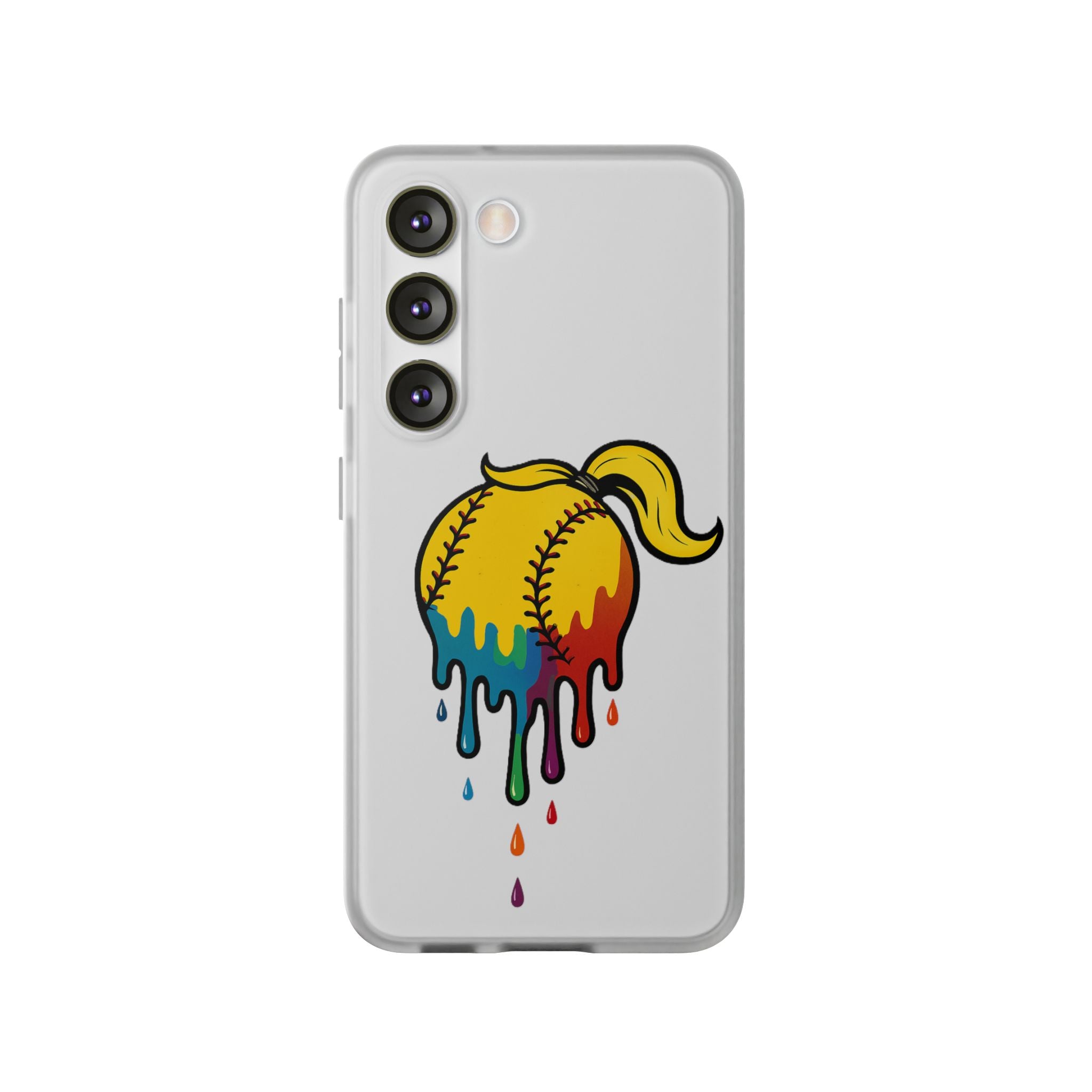'Drippy' Colorful Baseball Flexi Case, Phone Cover for Softball Lovers, Sporty Gift for Athletes, Fun Accessory for Teens, Vibrant Custom Phone Shell