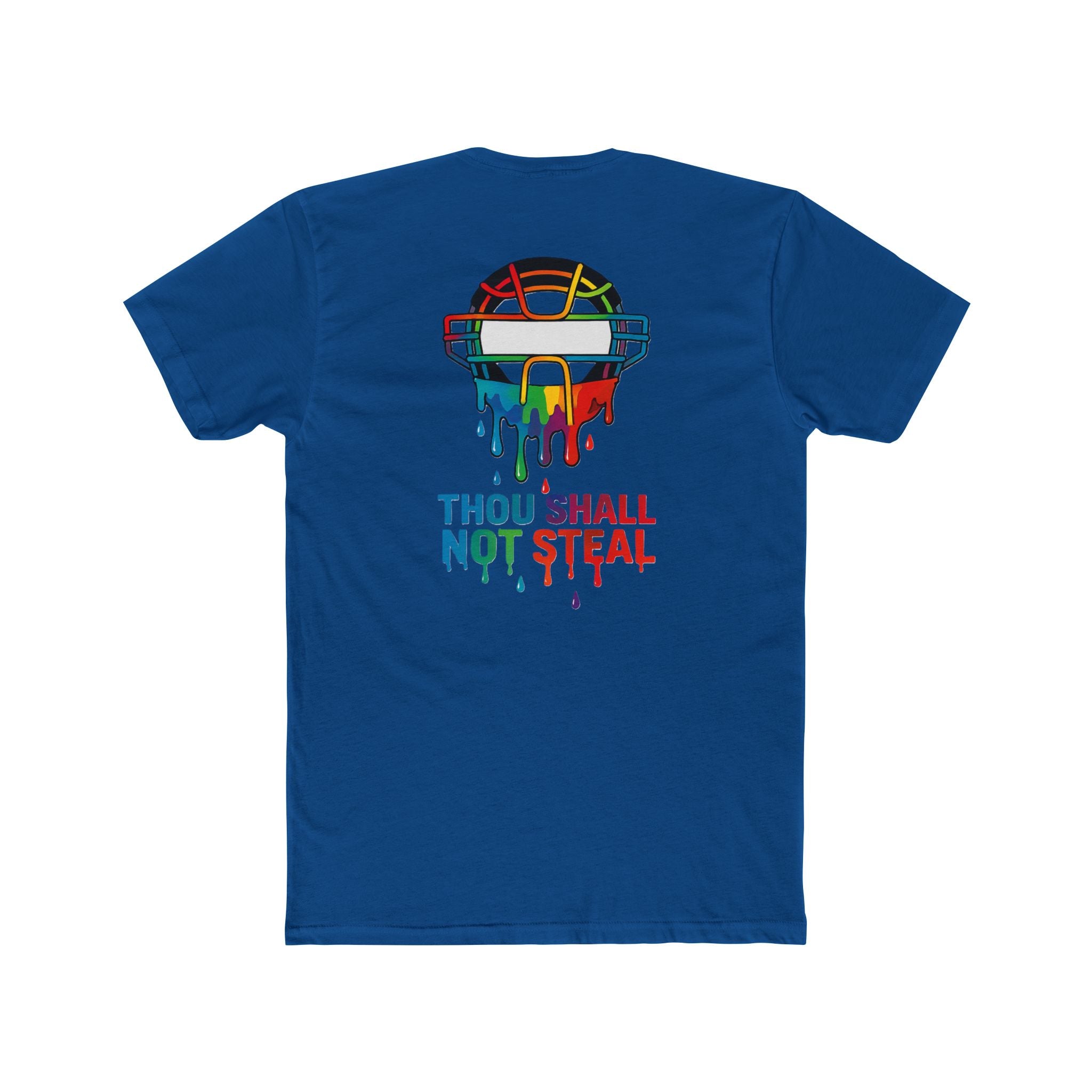 'Drippy Thou Shall Not Steel' Colorful Graphic Tee, Unisex Cotton Crew, Fun Statement Shirt, Comfortable Casual Wear, Sports Theme Tee, Gift Idea for All
