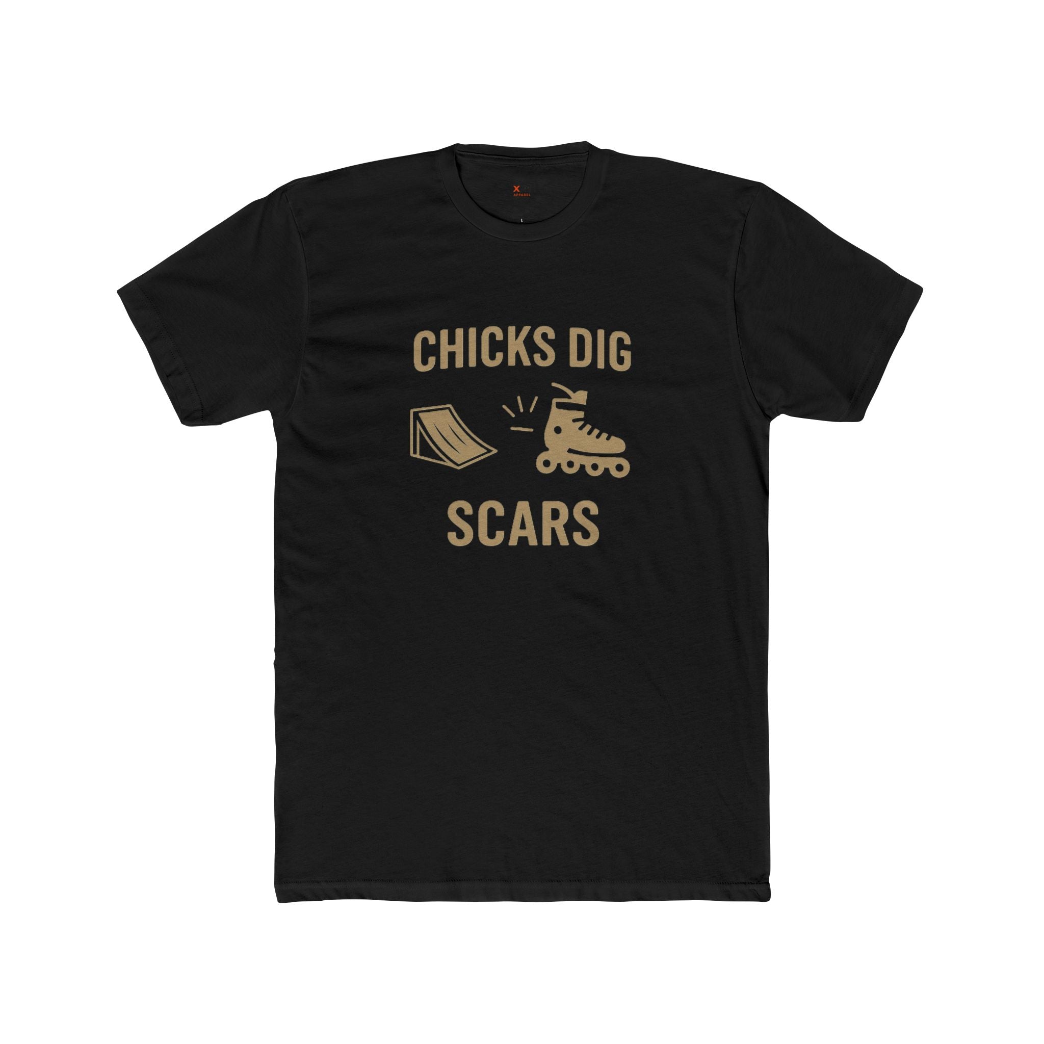 'Chicks Dig Scars Rollerblades' Unisex Cotton Crew Tee, Fun Graphic Tee, Roller Derby Shirt, Gift for Skaters, Casualwear, Quirky Humor Tee