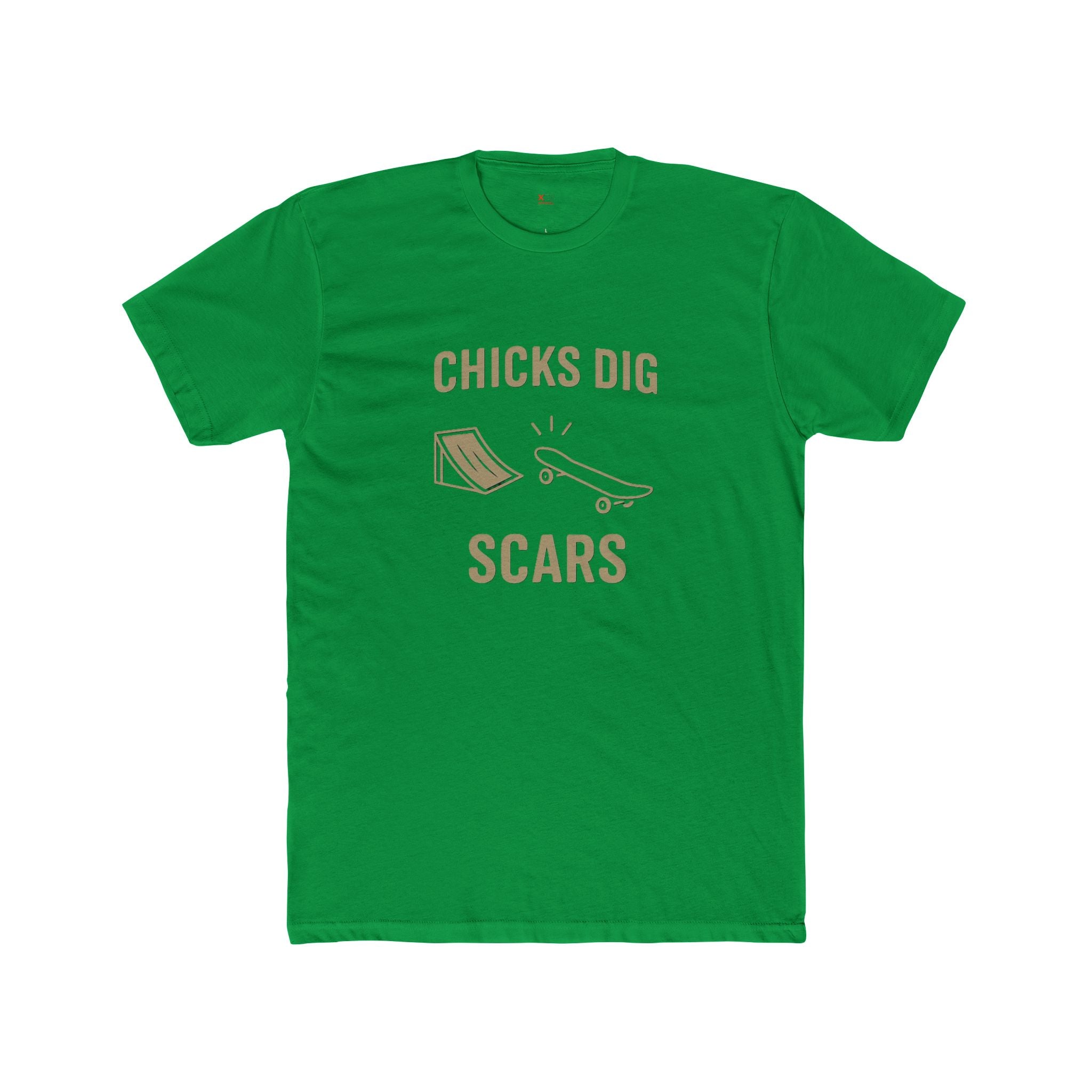 'Chicks Dig Scars Skateboard' Humor Tee, Chicks Dig Scars Graphic Shirt, Unisex Cotton Crew T-Shirt, Casual Everyday Wear, Gift for Skaters, Trendy Streetwear