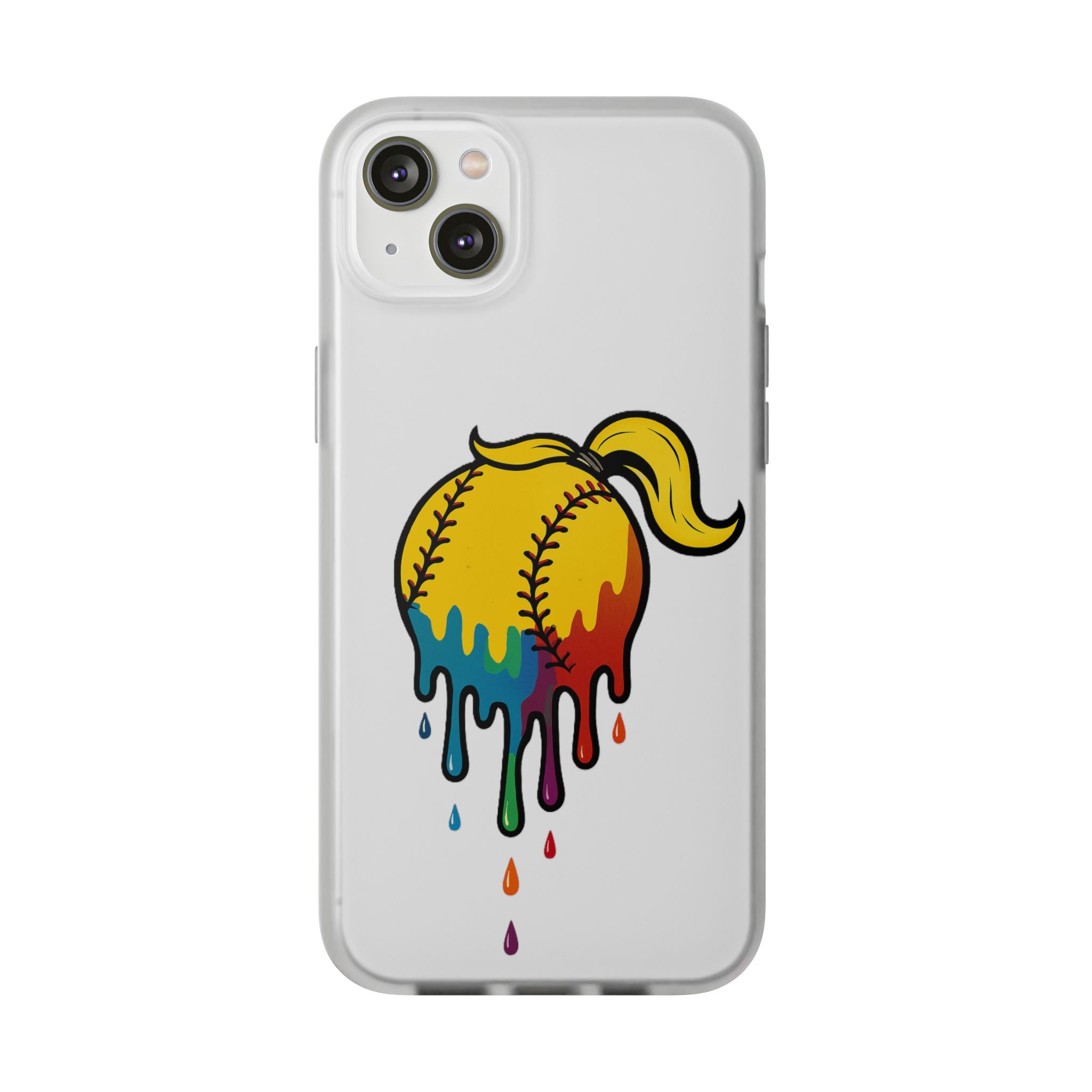 'Drippy' Colorful Baseball Flexi Case, Phone Cover for Softball Lovers, Sporty Gift for Athletes, Fun Accessory for Teens, Vibrant Custom Phone Shell