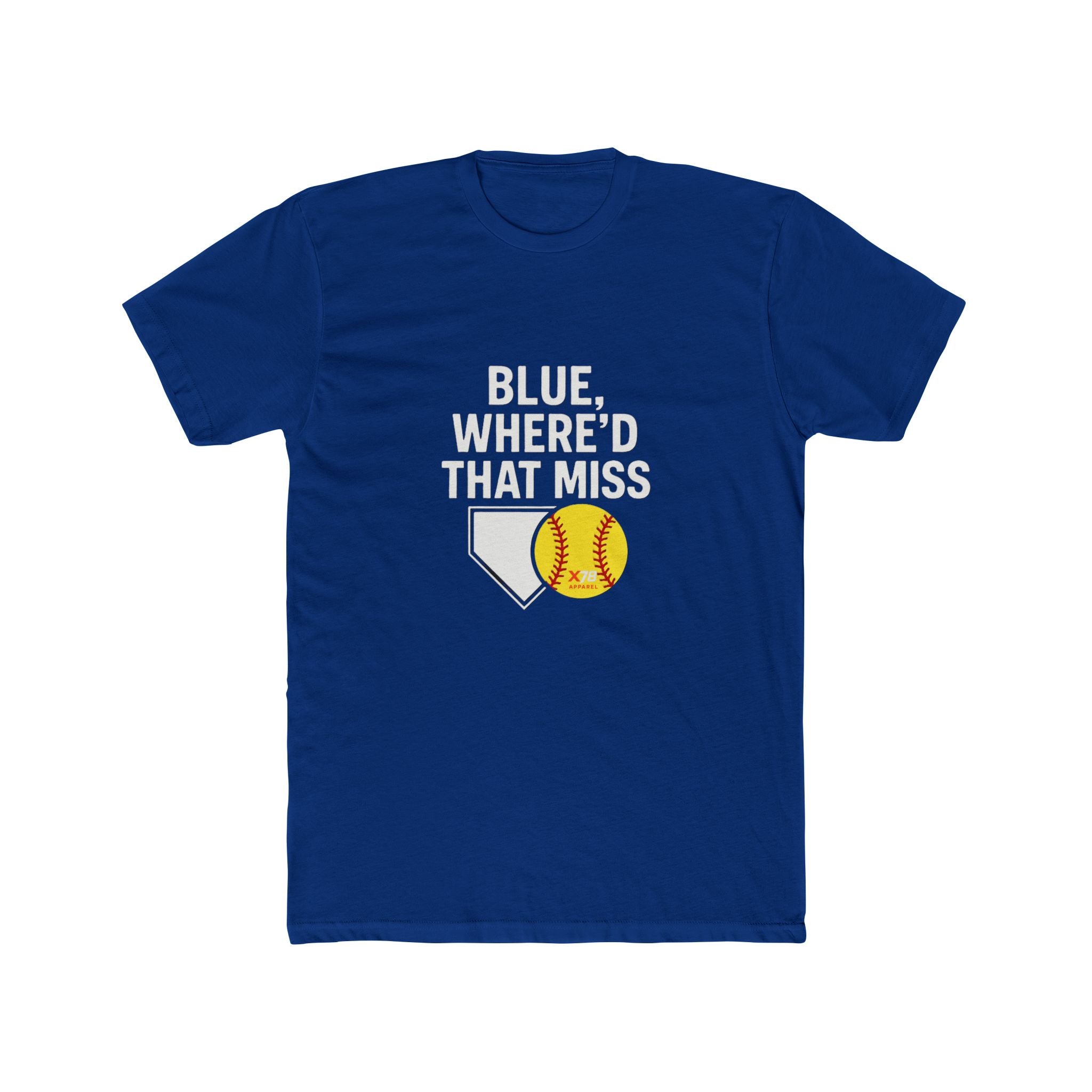 'Where'd That Miss Blue' Baseball Fan Unisex Cotton Crew Tee, Soft Graphic Tee, Sports Apparel, Gift for Coaches, Comfortable Casual Wear