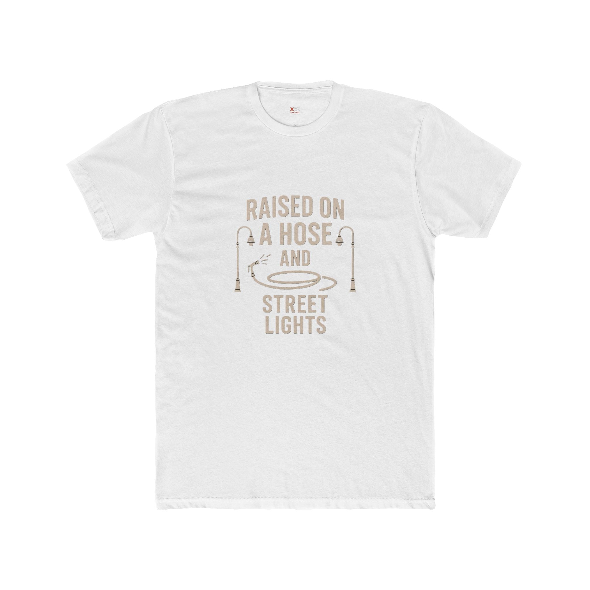 'Raised On A Hose And Street Lights' Cotton Crew Tee, Casual Graphic T-Shirt, Summer Outfit, Gift for him/her, Outdoor Fun, Nostalgic Apparel, Everyday Wear
