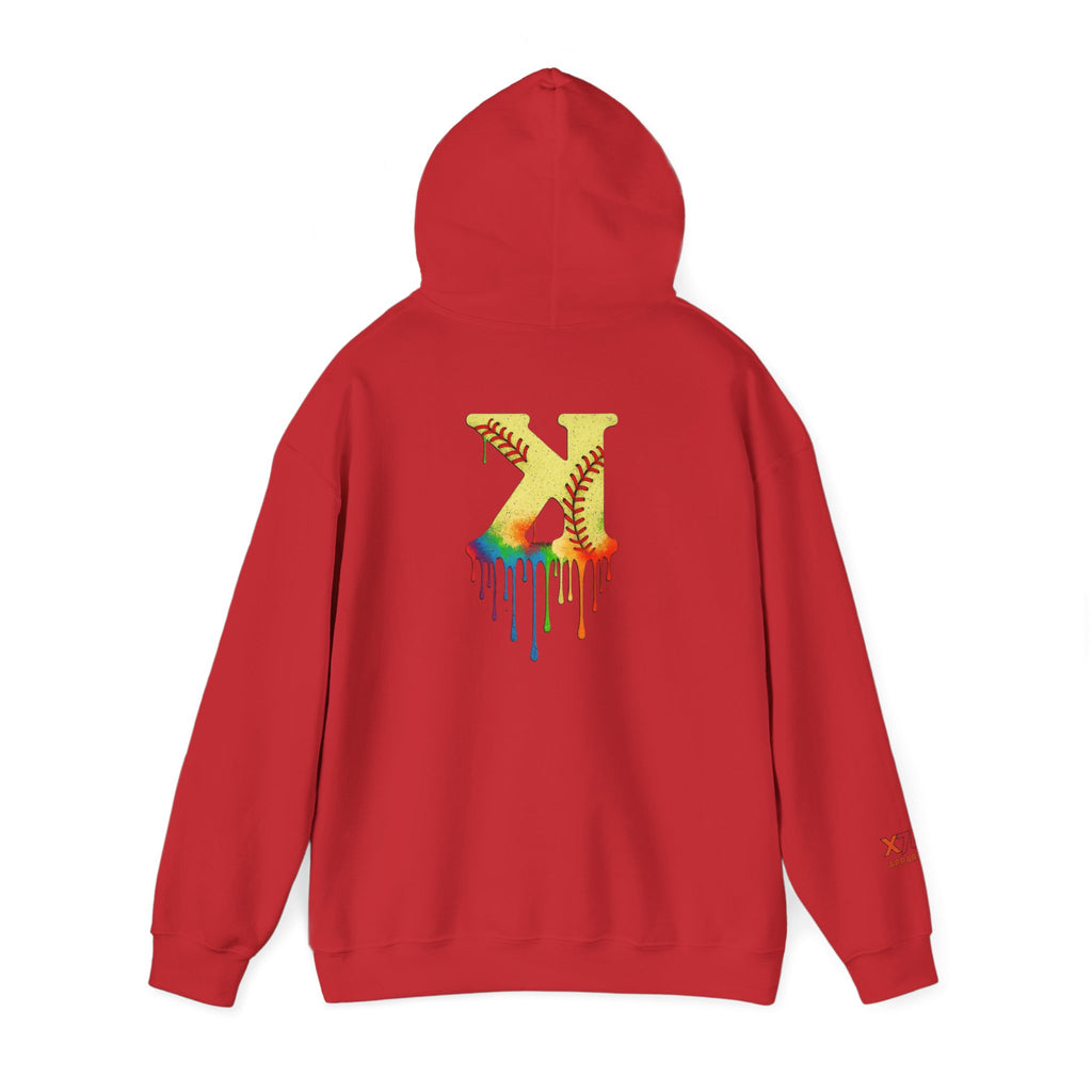 Softball Strikeout Drippy Paint Hoodie, Unisex Sweatshirt, Artistic Gift, Streetwear Style, Comfortable Casual Wear, Unique Hooded Top