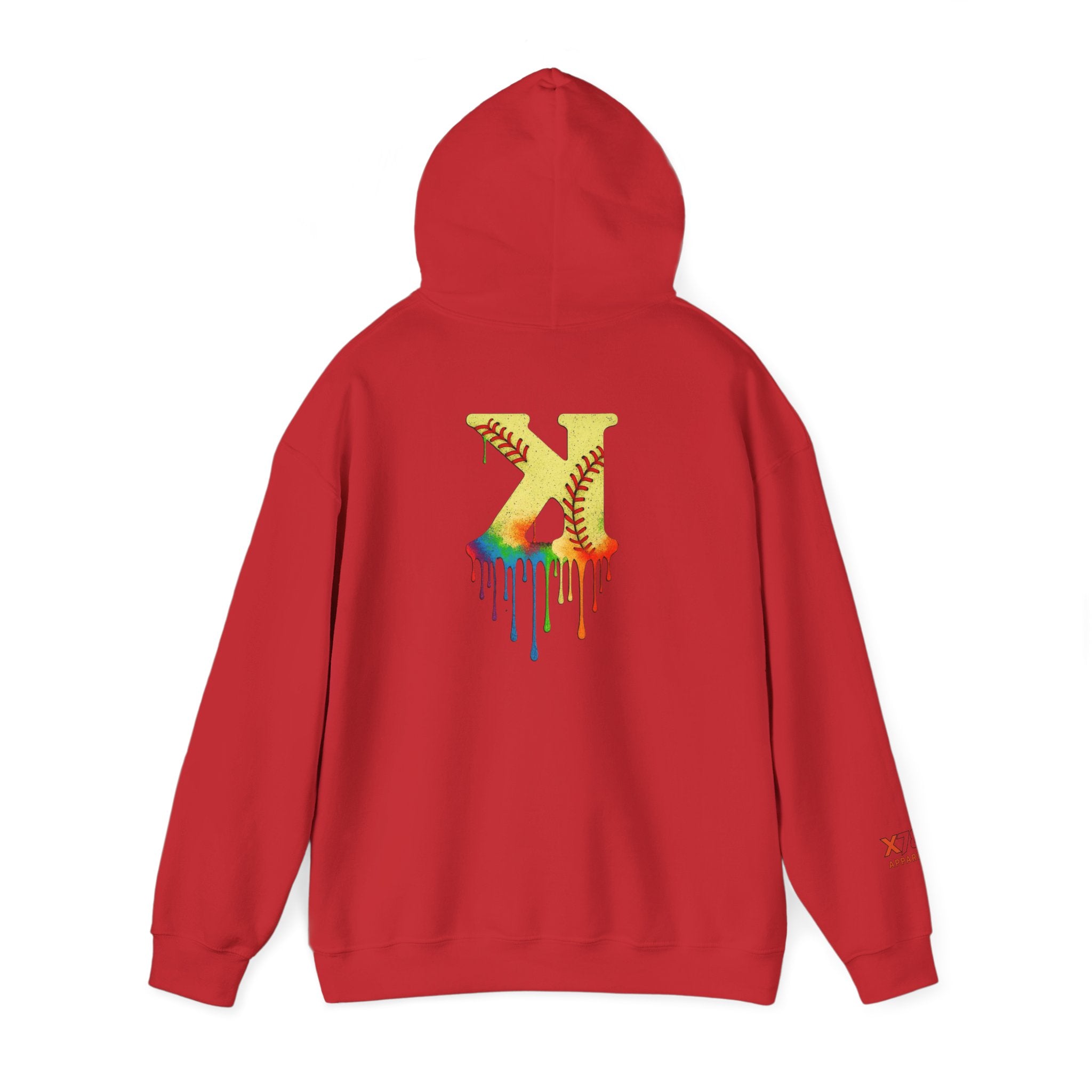 Softball Strikeout Drippy Paint Hoodie, Unisex Sweatshirt, Artistic Gift, Streetwear Style, Comfortable Casual Wear, Unique Hooded Top