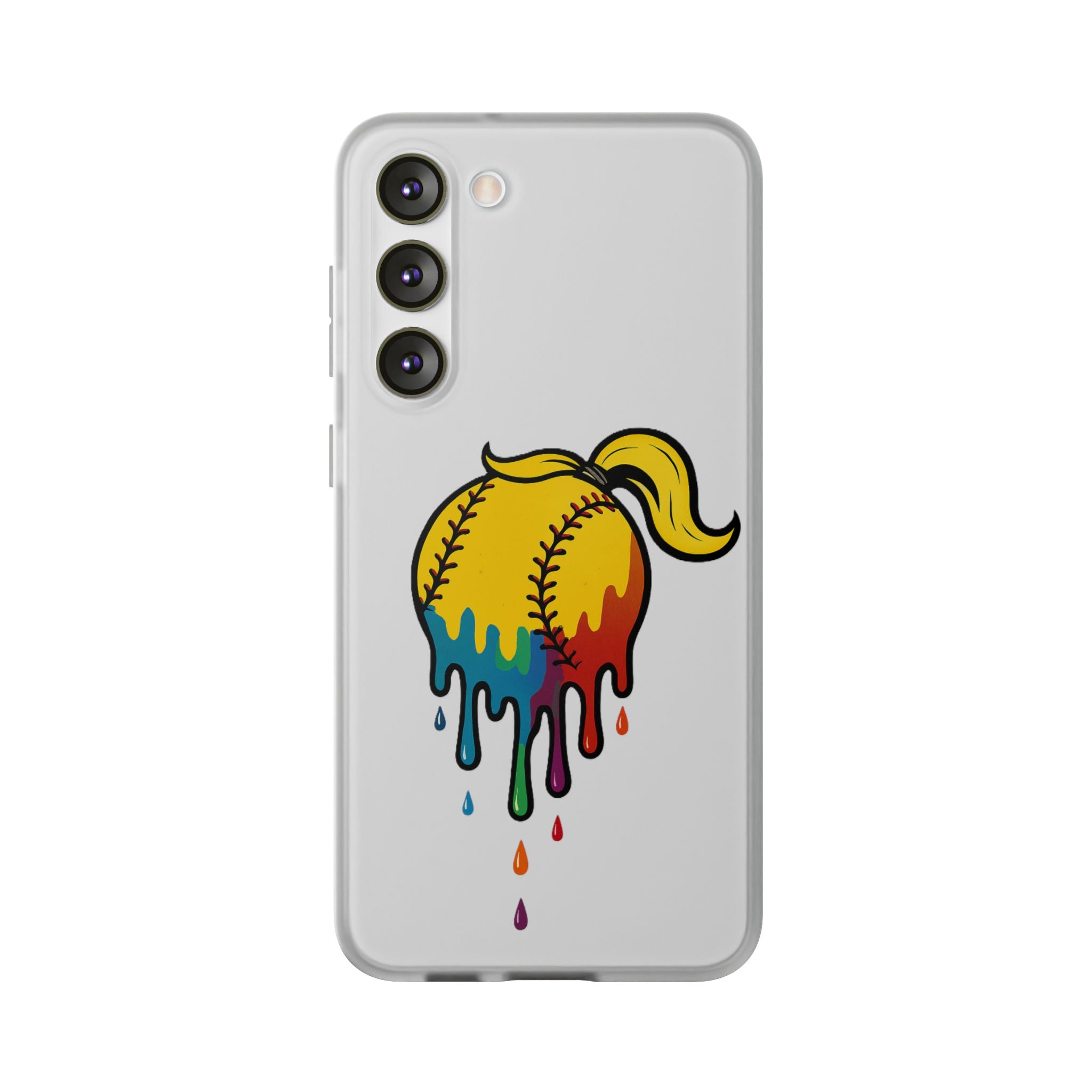 'Drippy' Colorful Baseball Flexi Case, Phone Cover for Softball Lovers, Sporty Gift for Athletes, Fun Accessory for Teens, Vibrant Custom Phone Shell