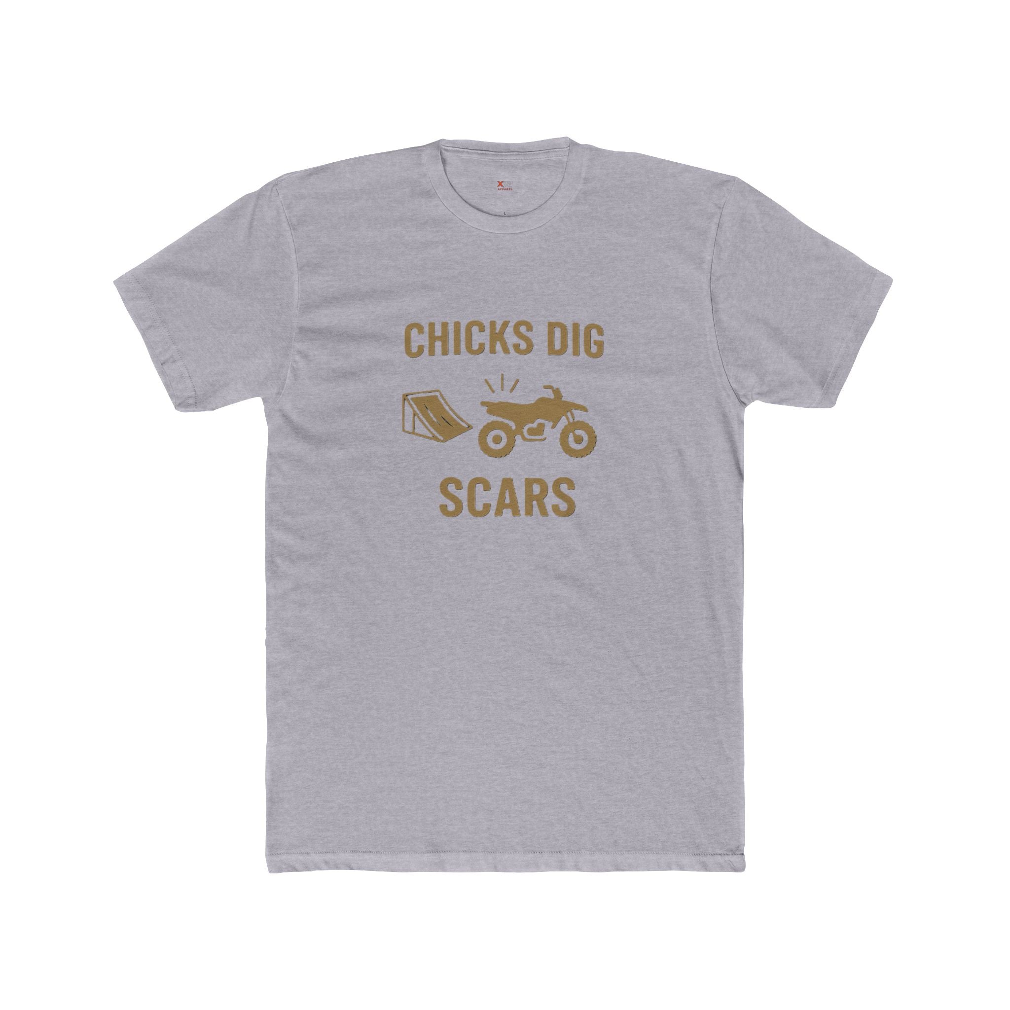 'Chicks Dig Scars Four-Wheeler' Unisex Cotton Crew Tee, Funny Graphic Shirt, Men's Gift Idea, Outdoor Adventure, Casual Wear, Motorcycle Lovers Tee