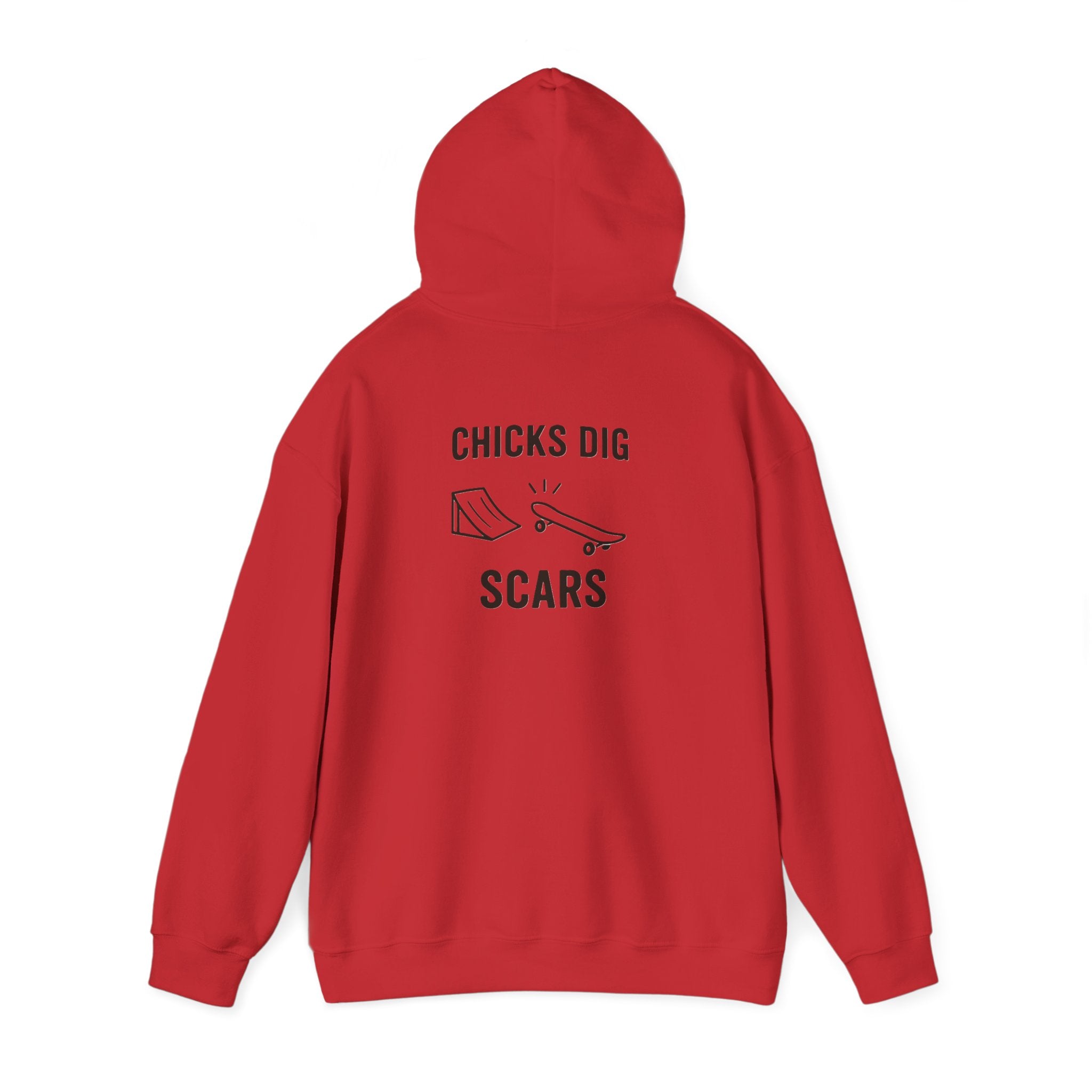 'Gen X Chicks Dig Scars Skateboard' Chic Streetwear Hoodie, Unisex Heavy Blend Sweatshirt, Skateboard Fashion, Gift for Skate Enthusiasts, Casual Wear, Everyday Style