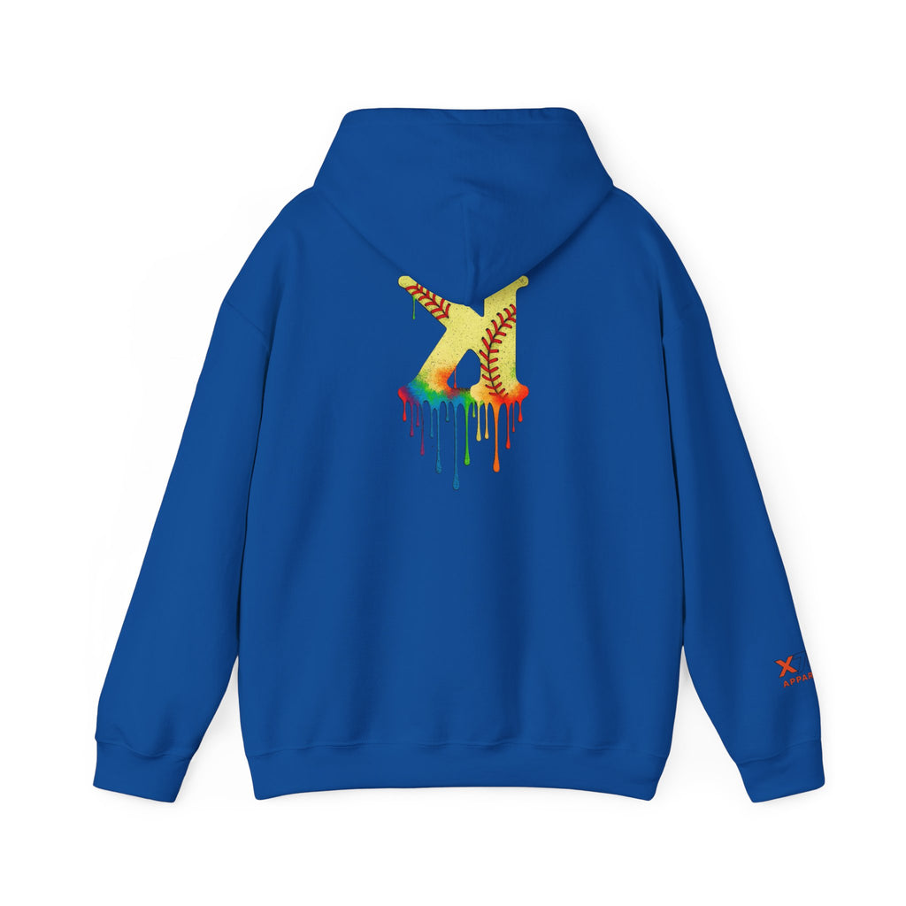Softball Strikeout Drippy Paint Hoodie, Unisex Sweatshirt, Artistic Gift, Streetwear Style, Comfortable Casual Wear, Unique Hooded Top