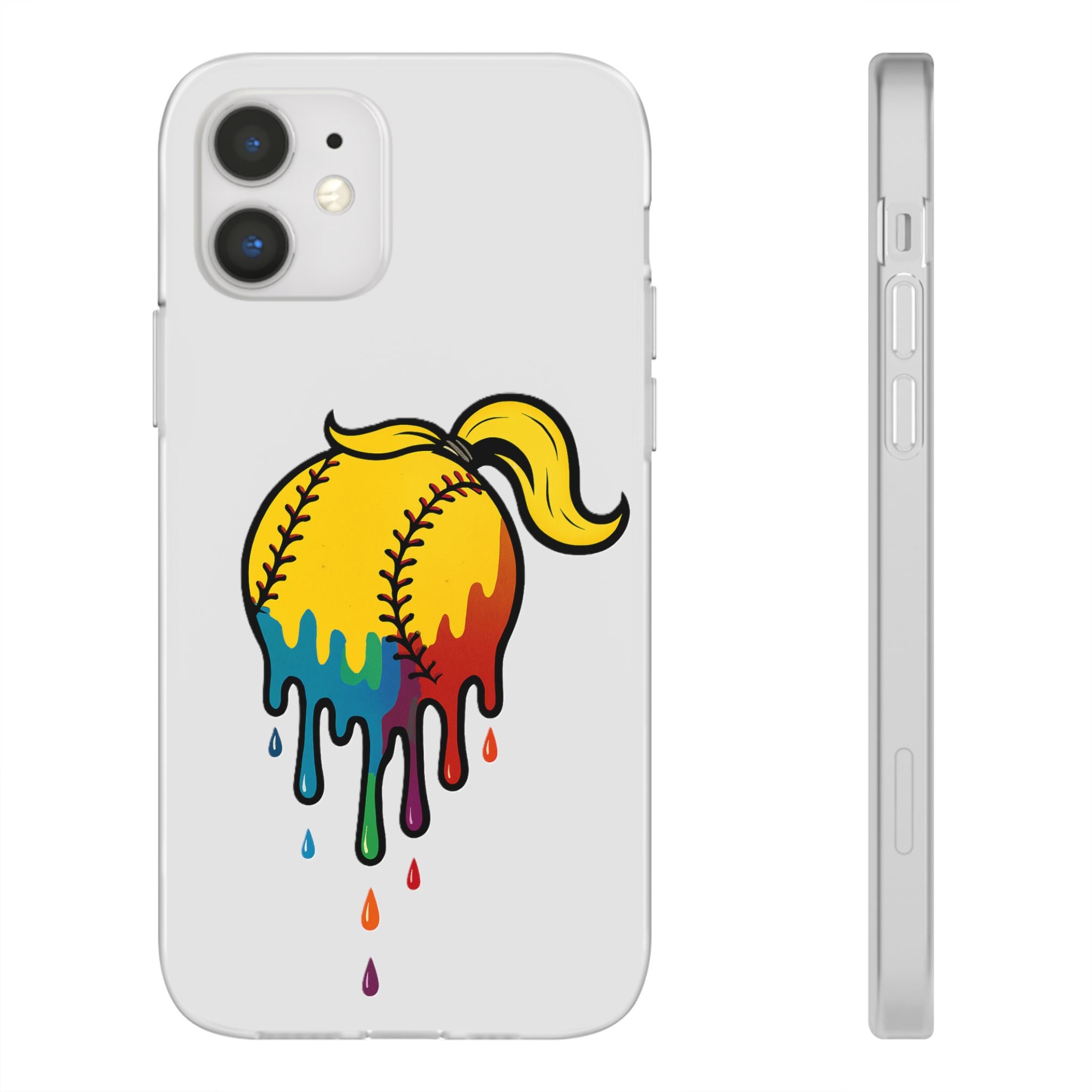 'Drippy' Colorful Baseball Flexi Case, Phone Cover for Softball Lovers, Sporty Gift for Athletes, Fun Accessory for Teens, Vibrant Custom Phone Shell