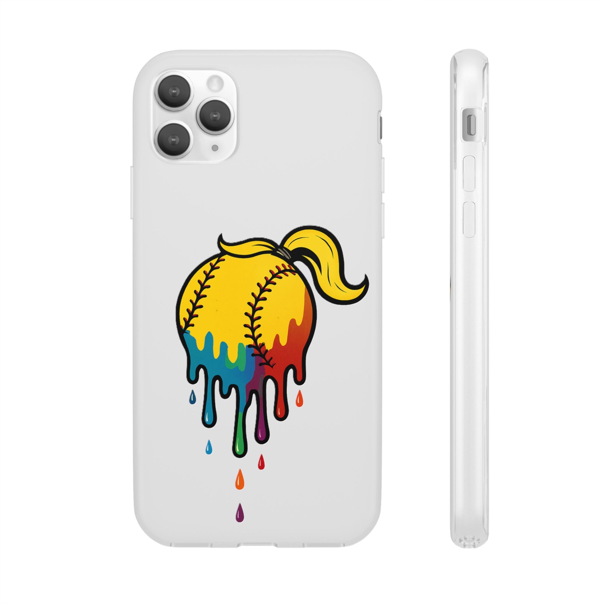 'Drippy' Colorful Baseball Flexi Case, Phone Cover for Softball Lovers, Sporty Gift for Athletes, Fun Accessory for Teens, Vibrant Custom Phone Shell