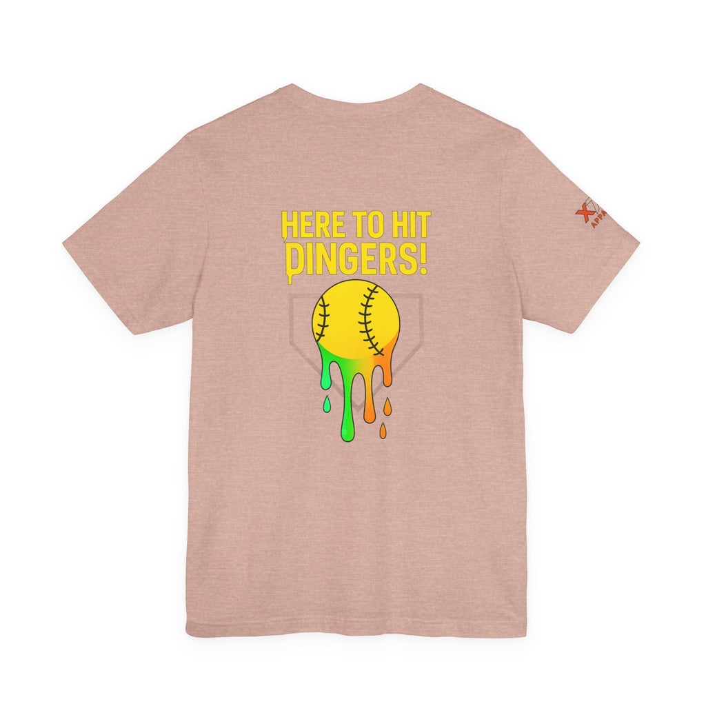 Here to Hit Dingers Drippy Playful Sports Shirt for Athletes, Gifts for Softball Lovers, Team Apparel