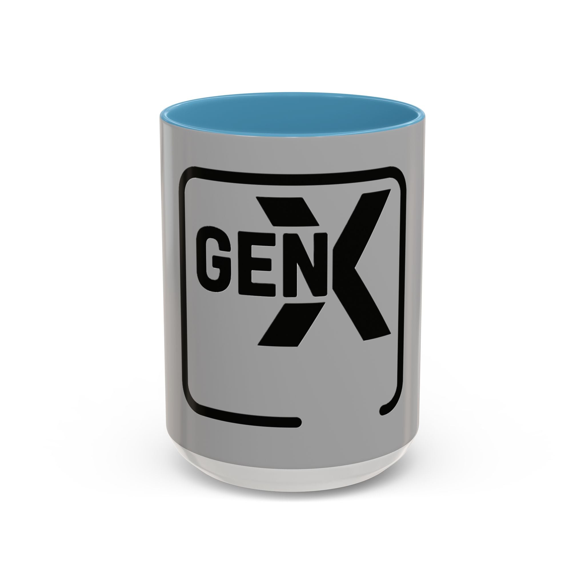 'Gen X' Accent Coffee Mug - Trendy Gift for Retro Lovers, Black and Gray Mug for Home Office, Vintage Style, Coffee Lover's Gift