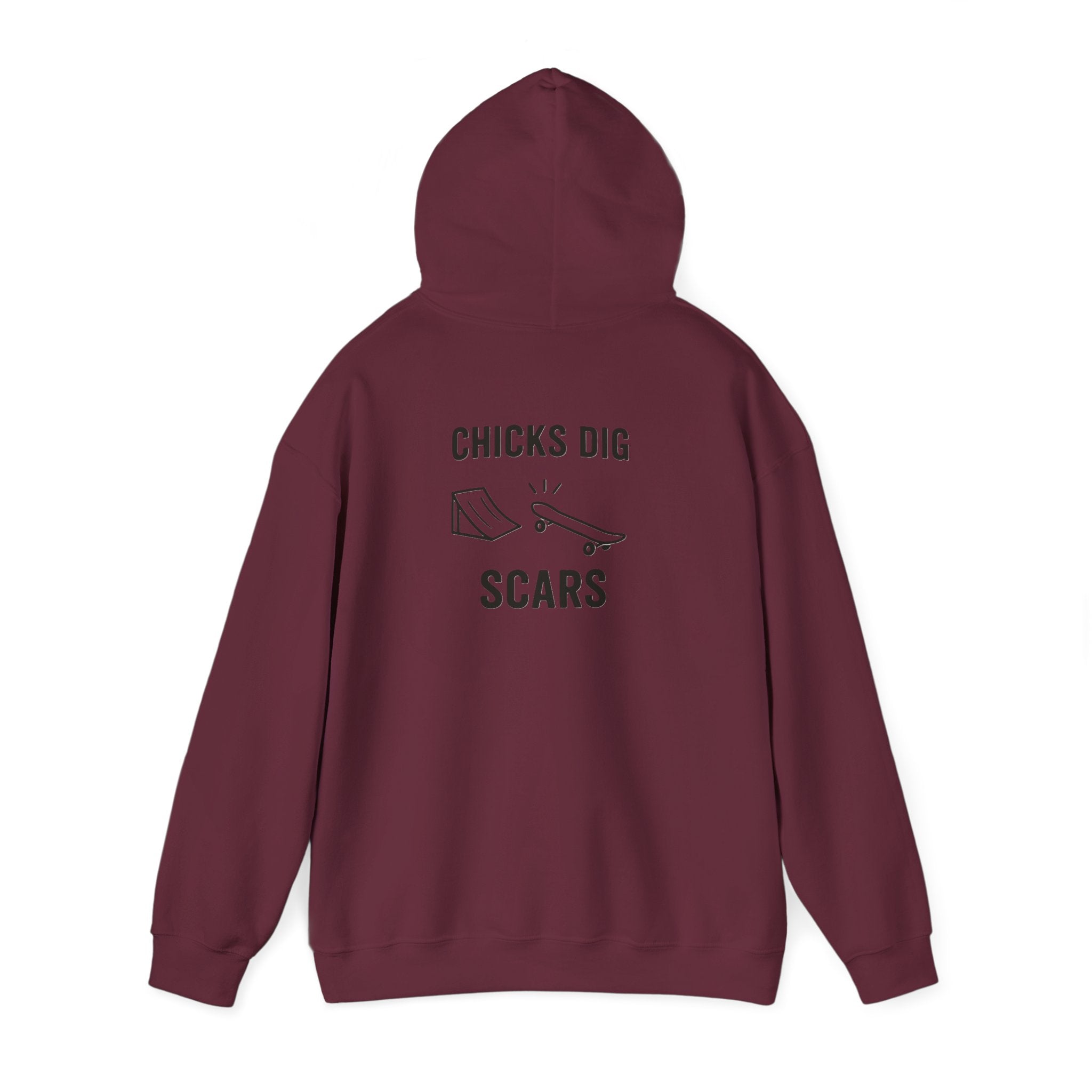 'Gen X Chicks Dig Scars Skateboard' Chic Streetwear Hoodie, Unisex Heavy Blend Sweatshirt, Skateboard Fashion, Gift for Skate Enthusiasts, Casual Wear, Everyday Style