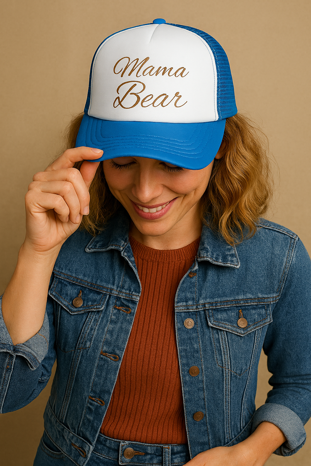 Mama Bear Foam Trucker Hat, Embroidered Gift for Moms, Trendy Summer Accessory, Cute Casual Wear, Parenting Celebrations, Outdoor Events