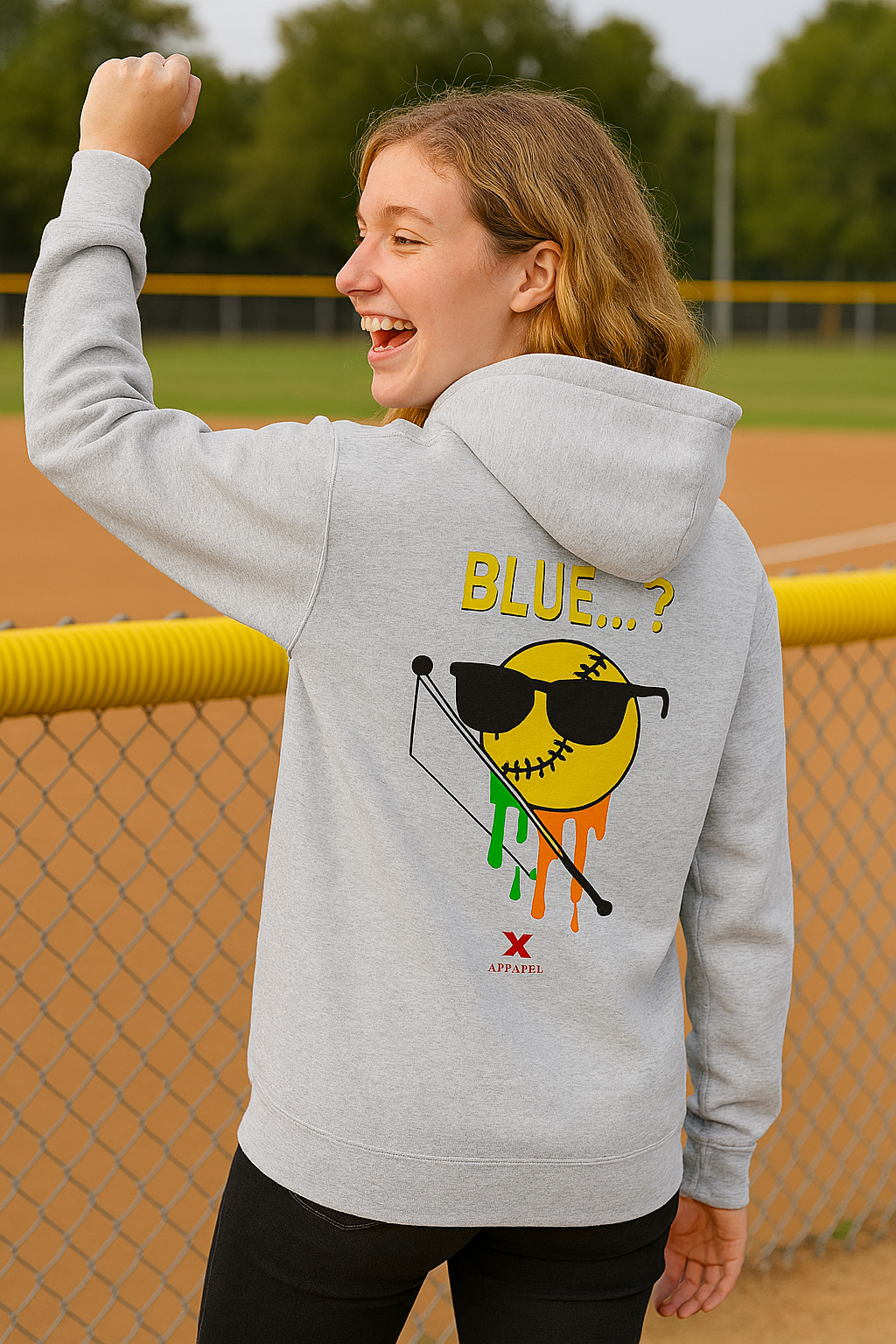 'Blue?' Colorful Graphic Unisex College Hoodie, Casual Wear, Trendy Sweatshirt, Gift for Students, College Apparel, Fun Streetwear