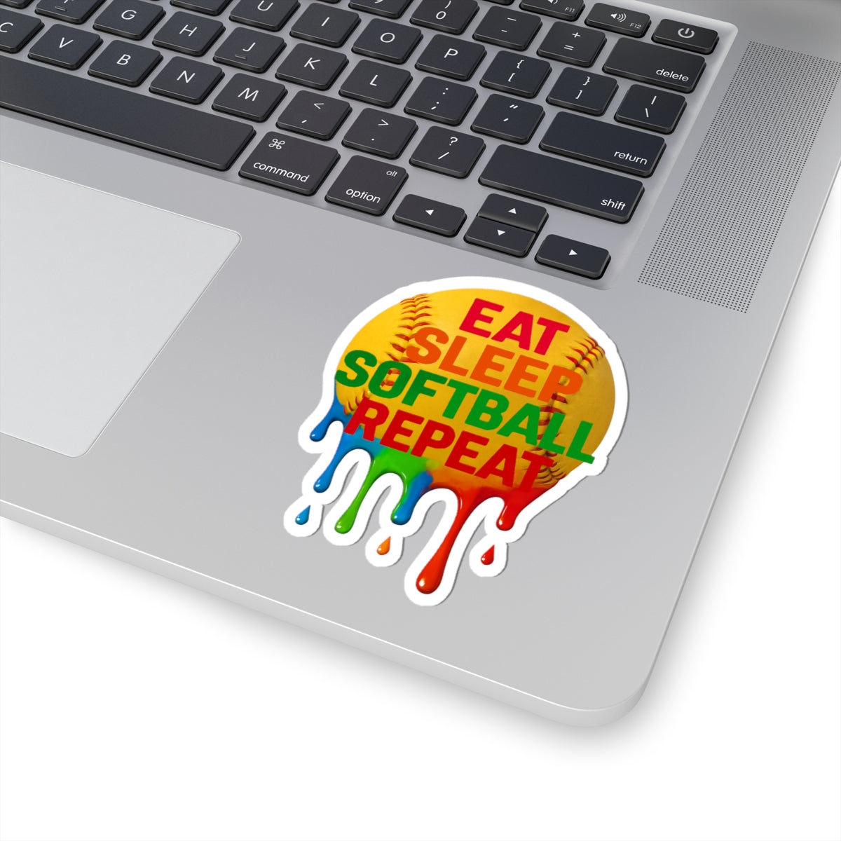 Drippy Eat Sleep Softball Repeat Sticker