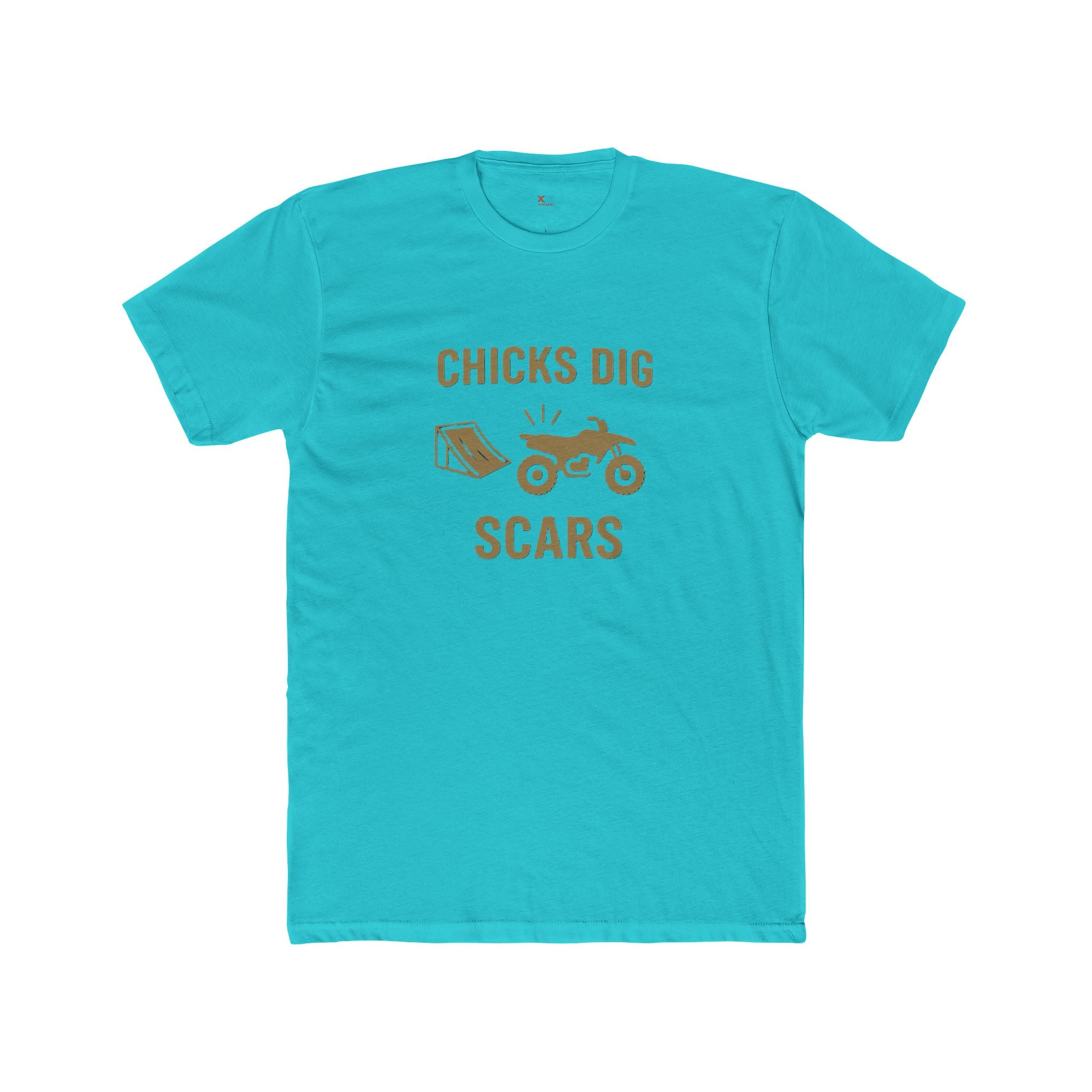 'Chicks Dig Scars Four-Wheeler' Unisex Cotton Crew Tee, Funny Graphic Shirt, Men's Gift Idea, Outdoor Adventure, Casual Wear, Motorcycle Lovers Tee