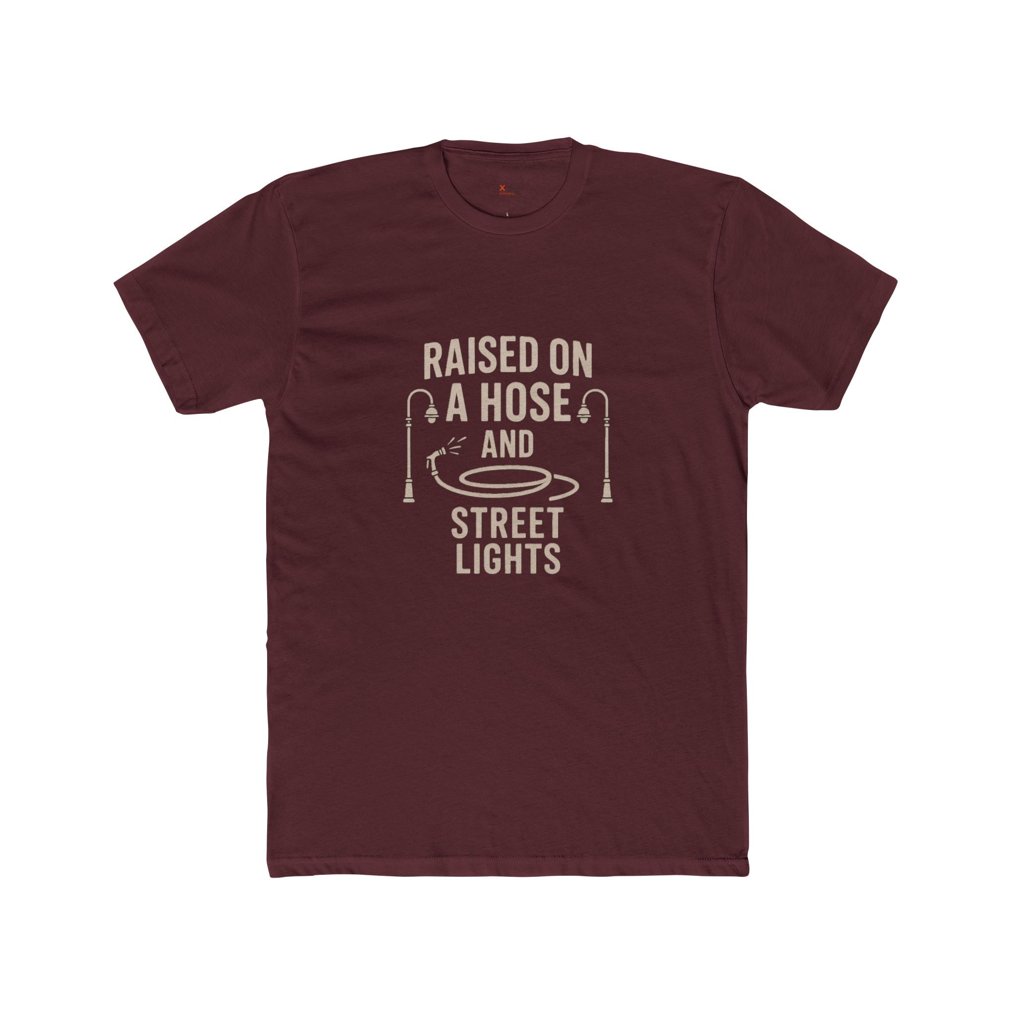 'Raised On A Hose And Street Lights' Cotton Crew Tee, Casual Graphic T-Shirt, Summer Outfit, Gift for him/her, Outdoor Fun, Nostalgic Apparel, Everyday Wear