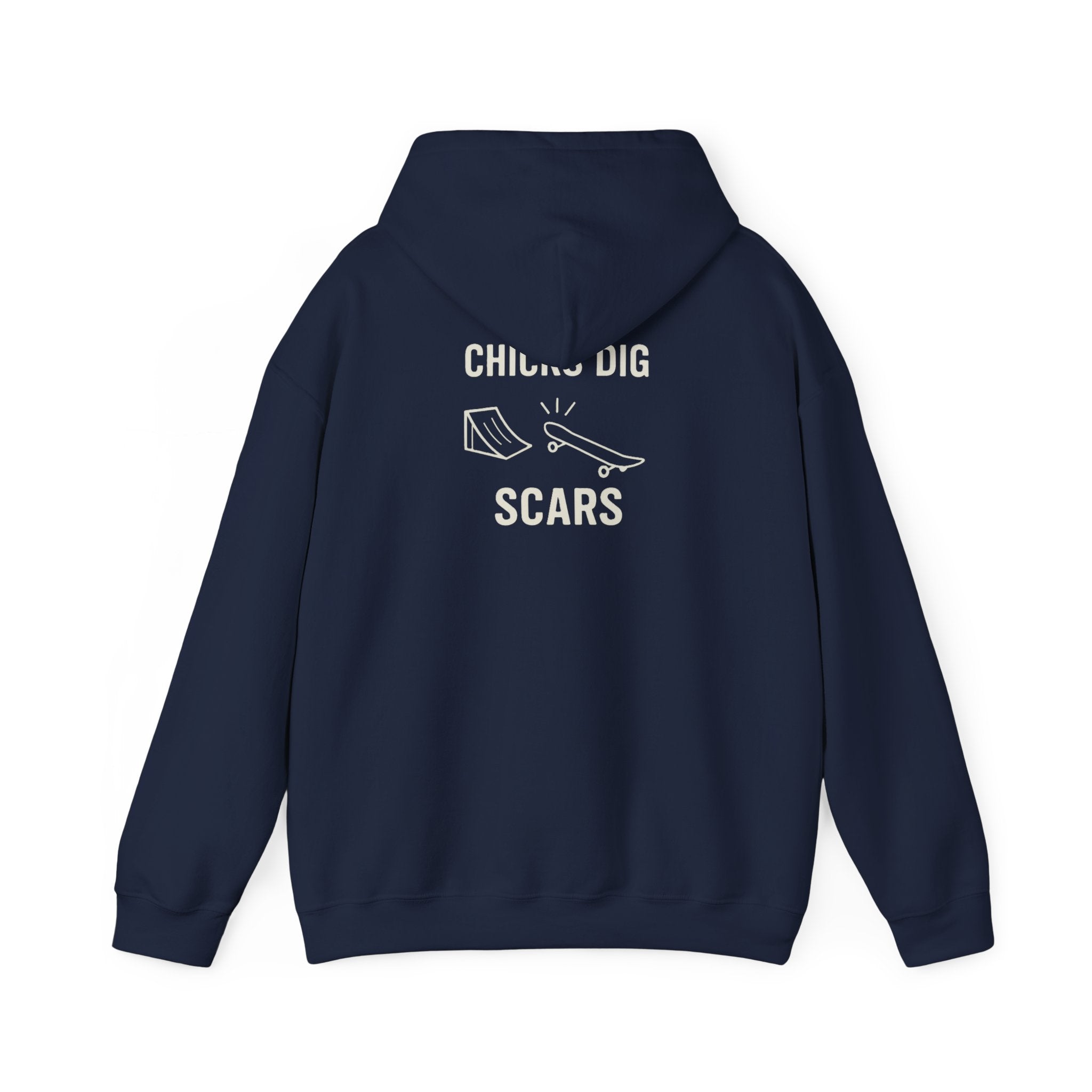 'Gen X Chicks Dig Scars Skateboard' Chic Streetwear Hoodie, Unisex Heavy Blend Sweatshirt, Skateboard Fashion, Gift for Skate Enthusiasts, Casual Wear, Everyday Style