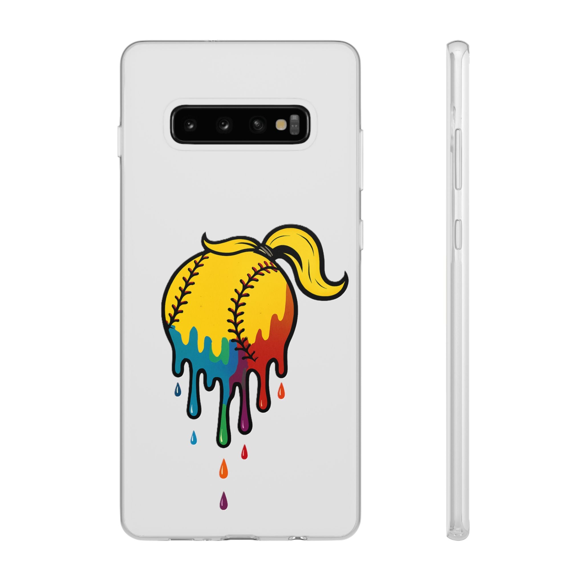 'Drippy' Colorful Baseball Flexi Case, Phone Cover for Softball Lovers, Sporty Gift for Athletes, Fun Accessory for Teens, Vibrant Custom Phone Shell